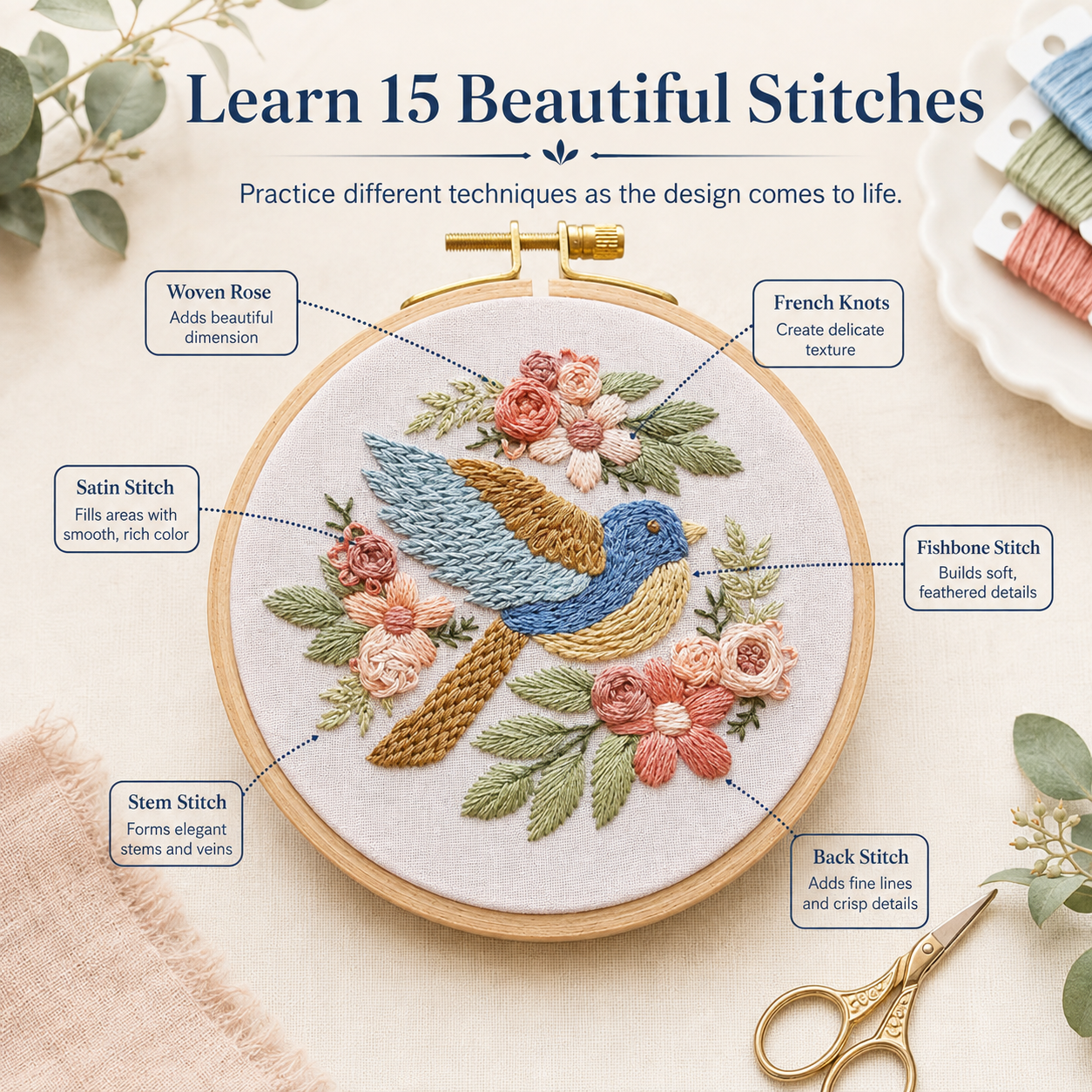 Bluebird Sampler Beginner Embroidery kit