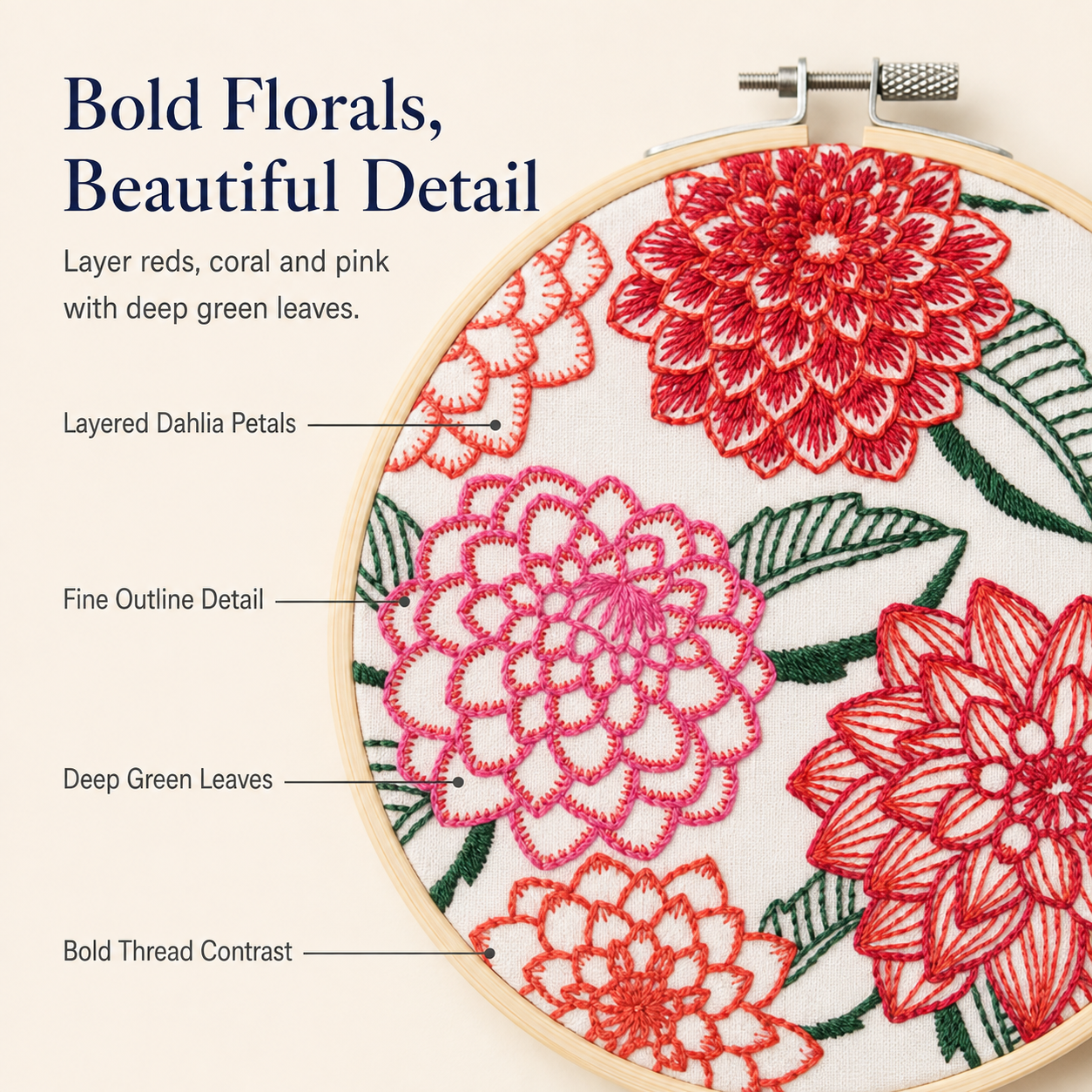 DMC Designer Embroidery Kit - Dahlias