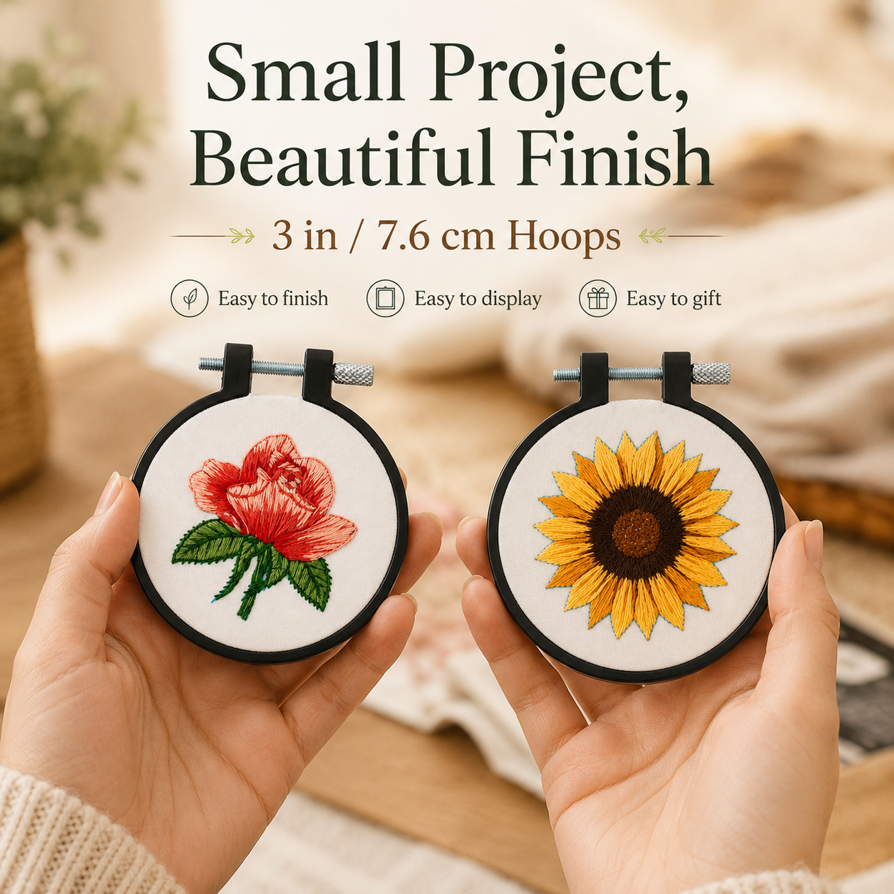 Flower Embroidery Kit for Adults | Stamped DIY Embroidery Hoop Kit