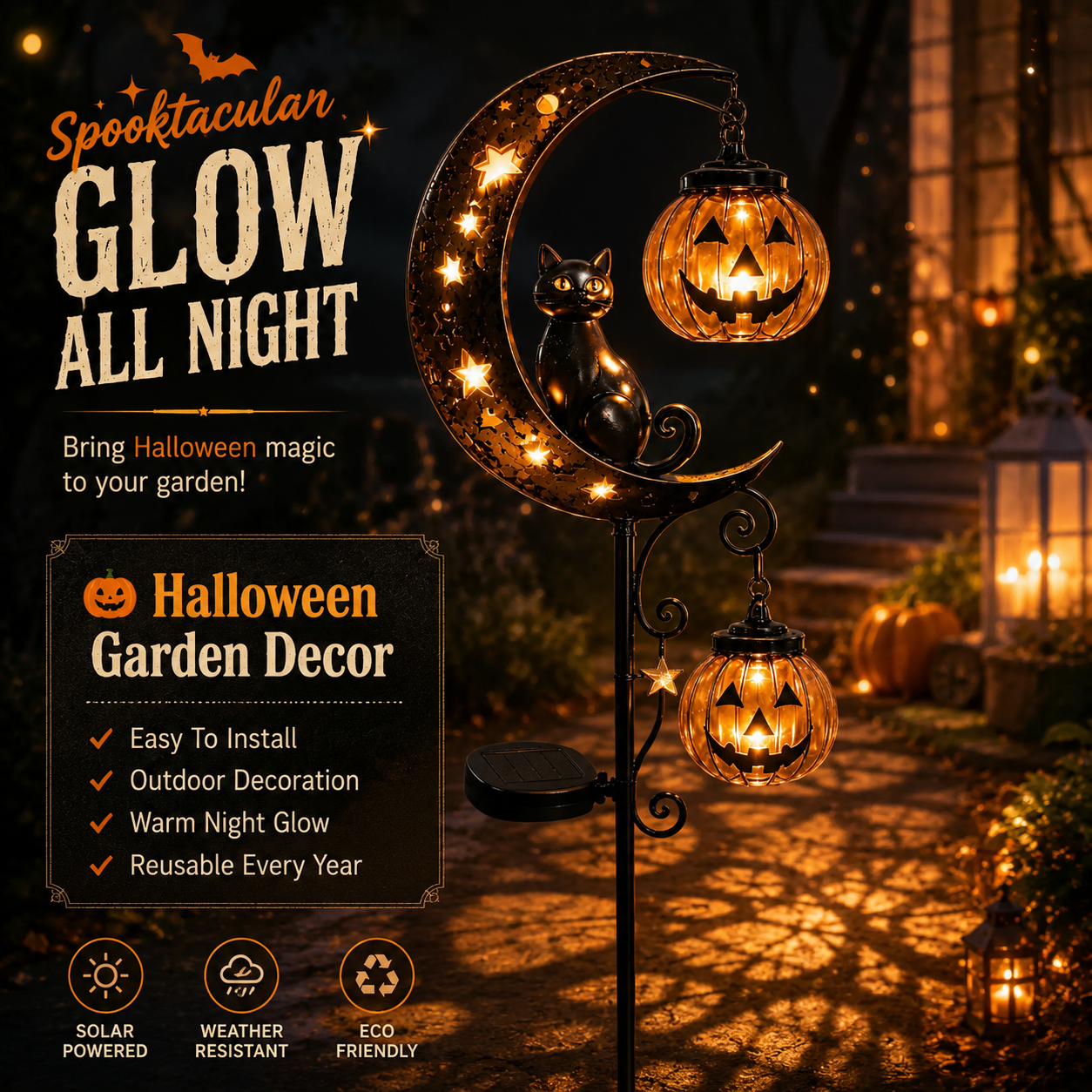 🎃Halloween Early Bird Special Sale 49% OFF-Pumpkin Moon Garden Stake Light