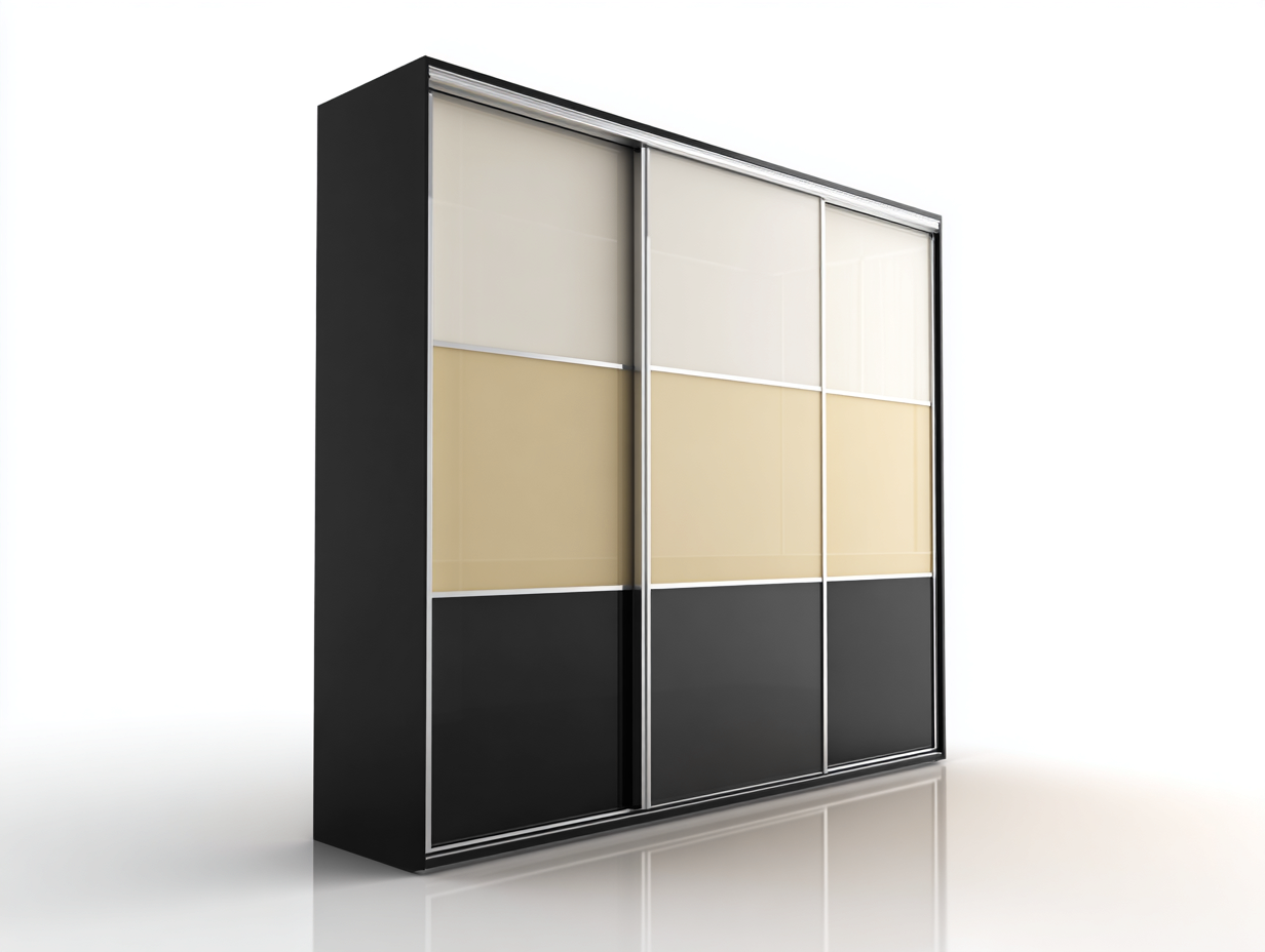 Kleiderschrank - Holzwerkstoff - 250 x 60 x 220 cm - Schwarz-Beige-Cremeweiß - Modern-Lilofahome