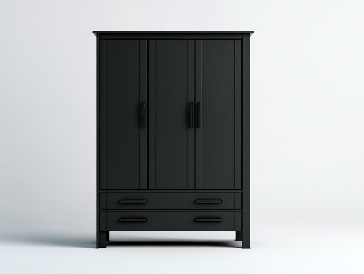 Kleiderschrank - Holzwerkstoff-Metall - 200 x 58 x 205 cm - Schwarz - Modern-Lilofahome