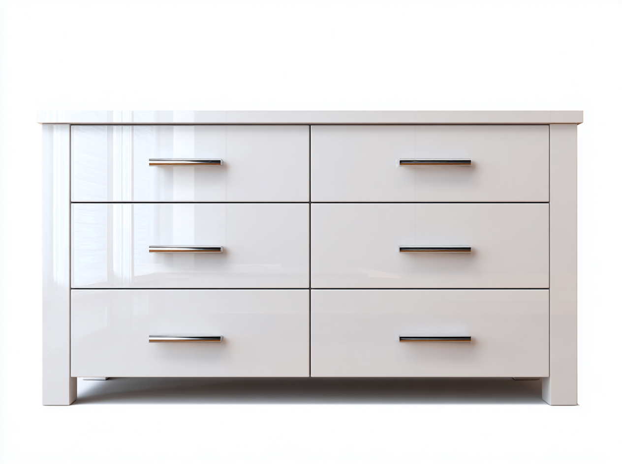 Kommode mit Schubladen - Holzwerkstoff-Metall - 150 x 45 x 83 cm - Weiß-Silber - Modern-Lilofahome