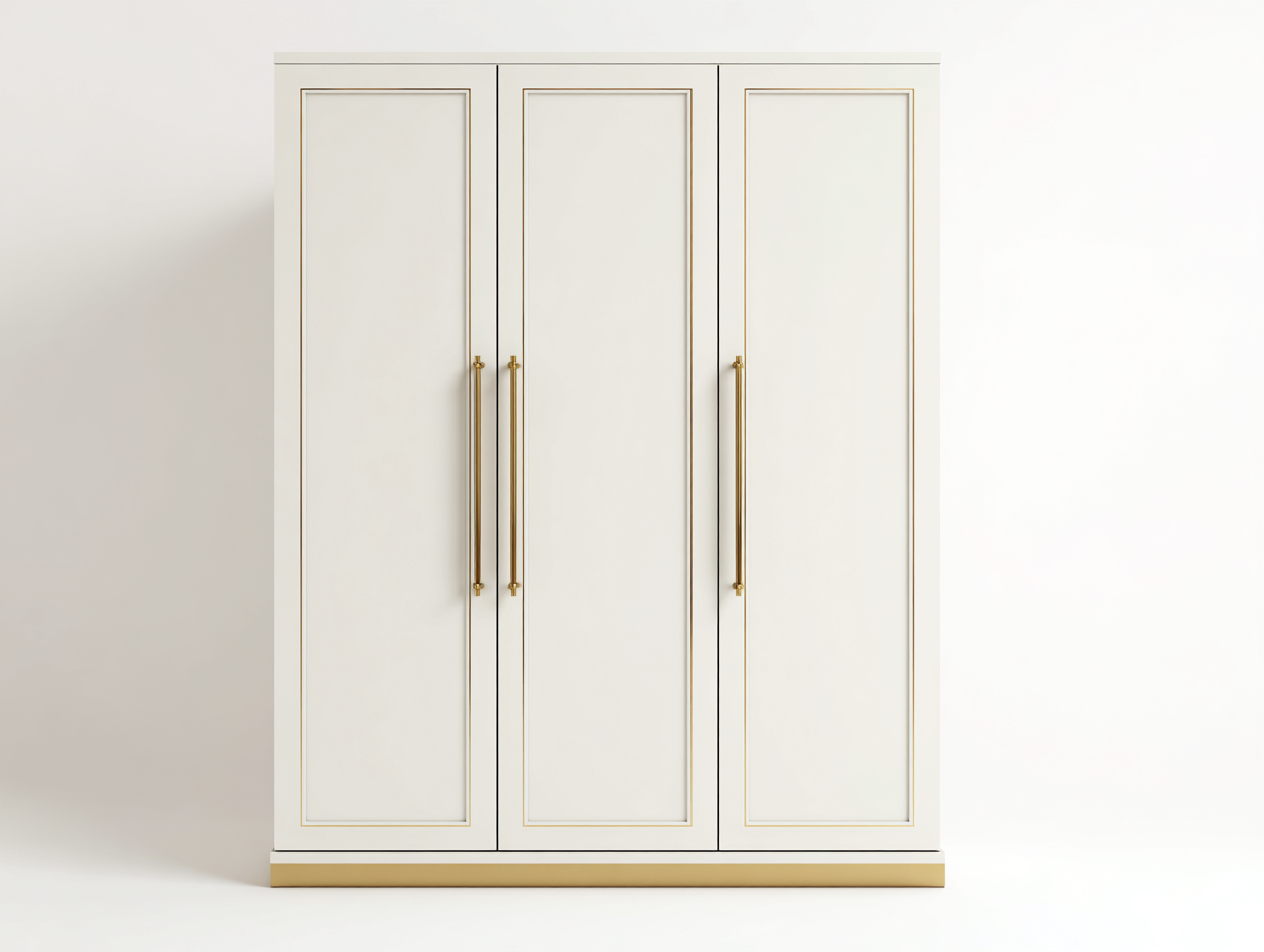 Kleiderschrank - Holzwerkstoff-Metall - 210 x 58 x 215 cm - Weiß-Gold - Modern-Lilofahome