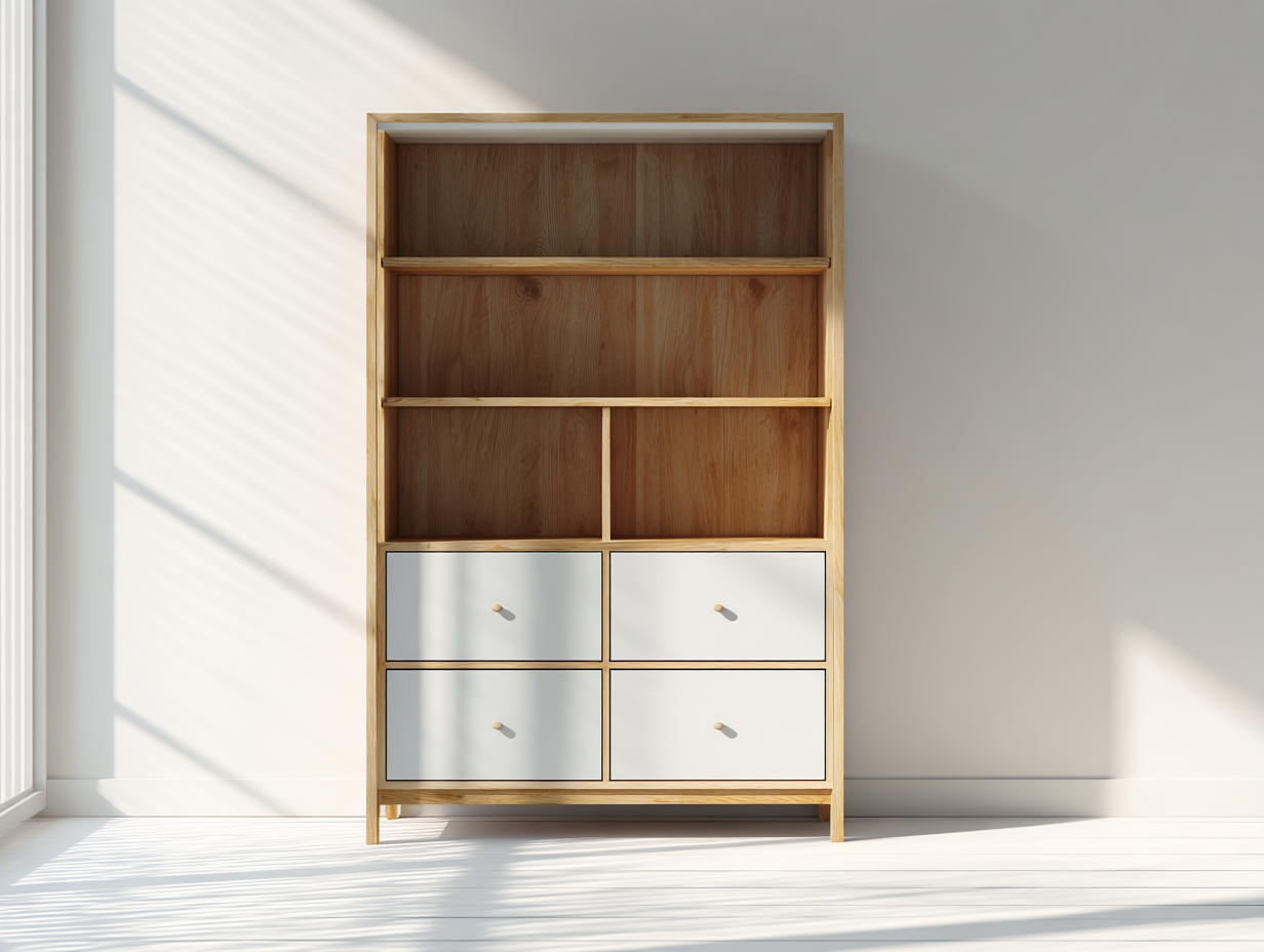 Bücherregal - Holzwerkstoff - 118x39x176 cm - Naturholz-Weiß - Moderner Stauraum-Lilofahome