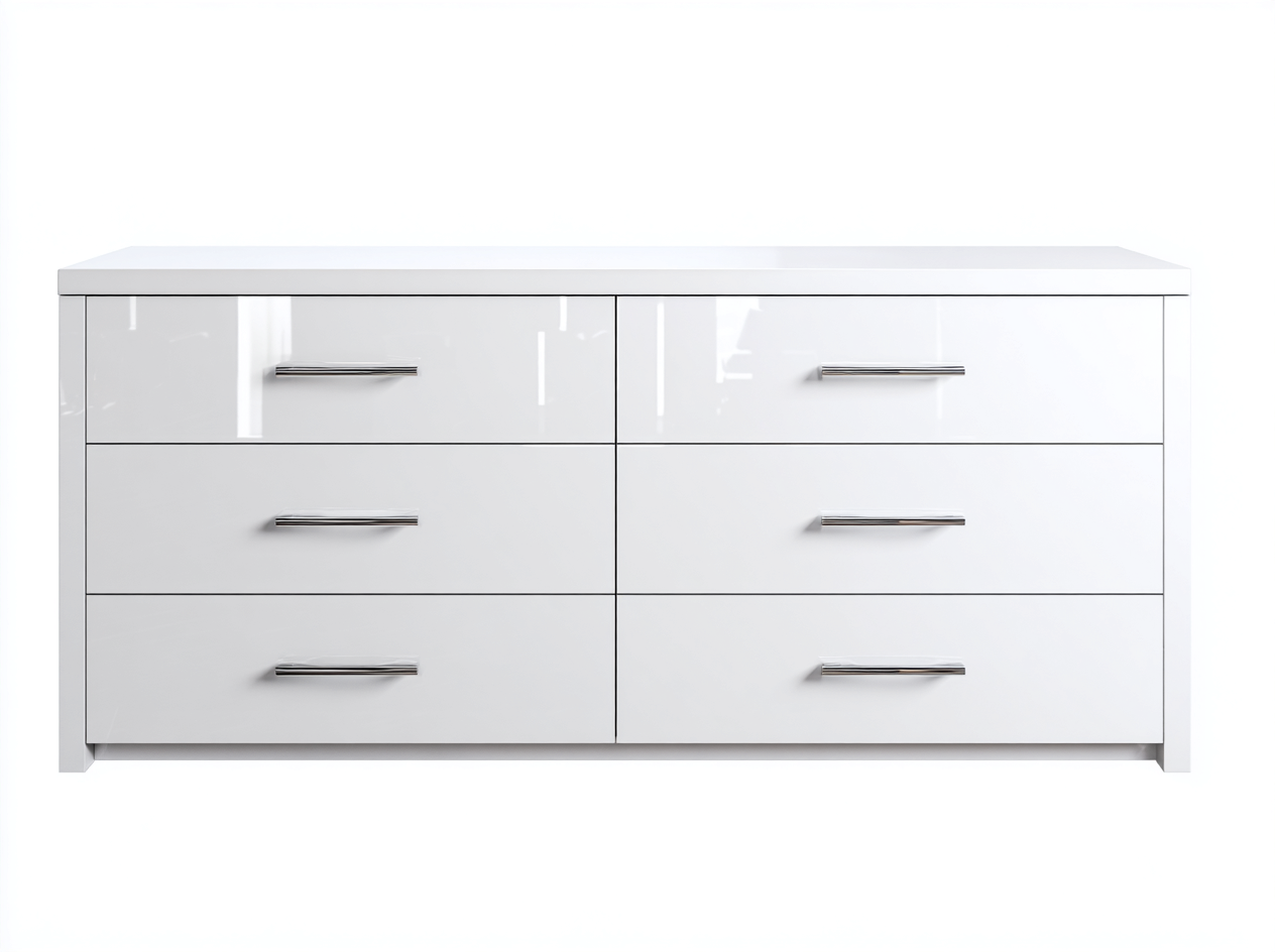 Kommode mit Schubladen - Holzwerkstoff-Metall - 148 x 42 x 76 cm - Weiß-Silber - Zeitgenössisch-Lilofahome