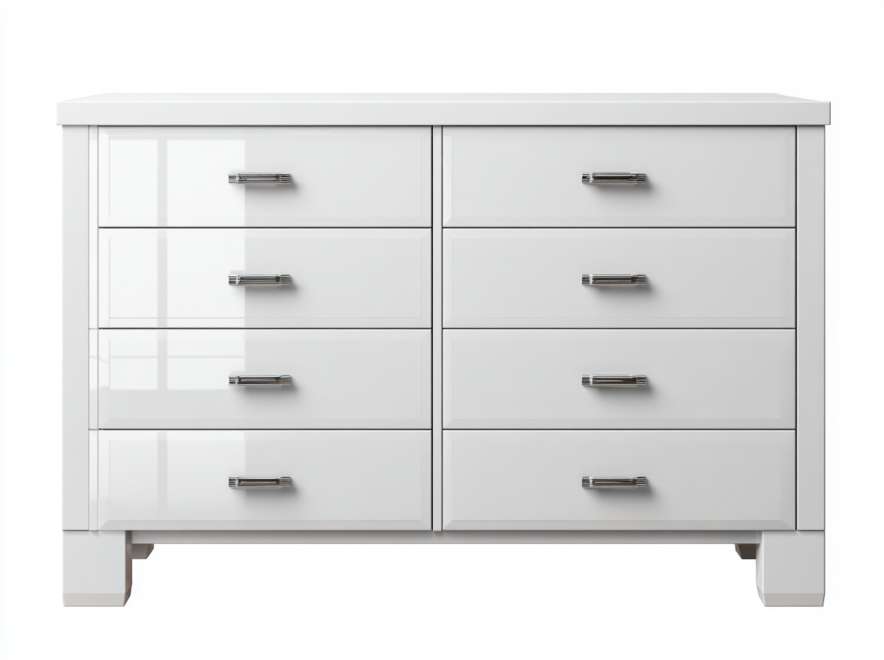 Kommode mit Schubladen - Holzwerkstoff-Metall - 146 x 44 x 92 cm - Weiß-Silber - Zeitlos Modern-Lilofahome