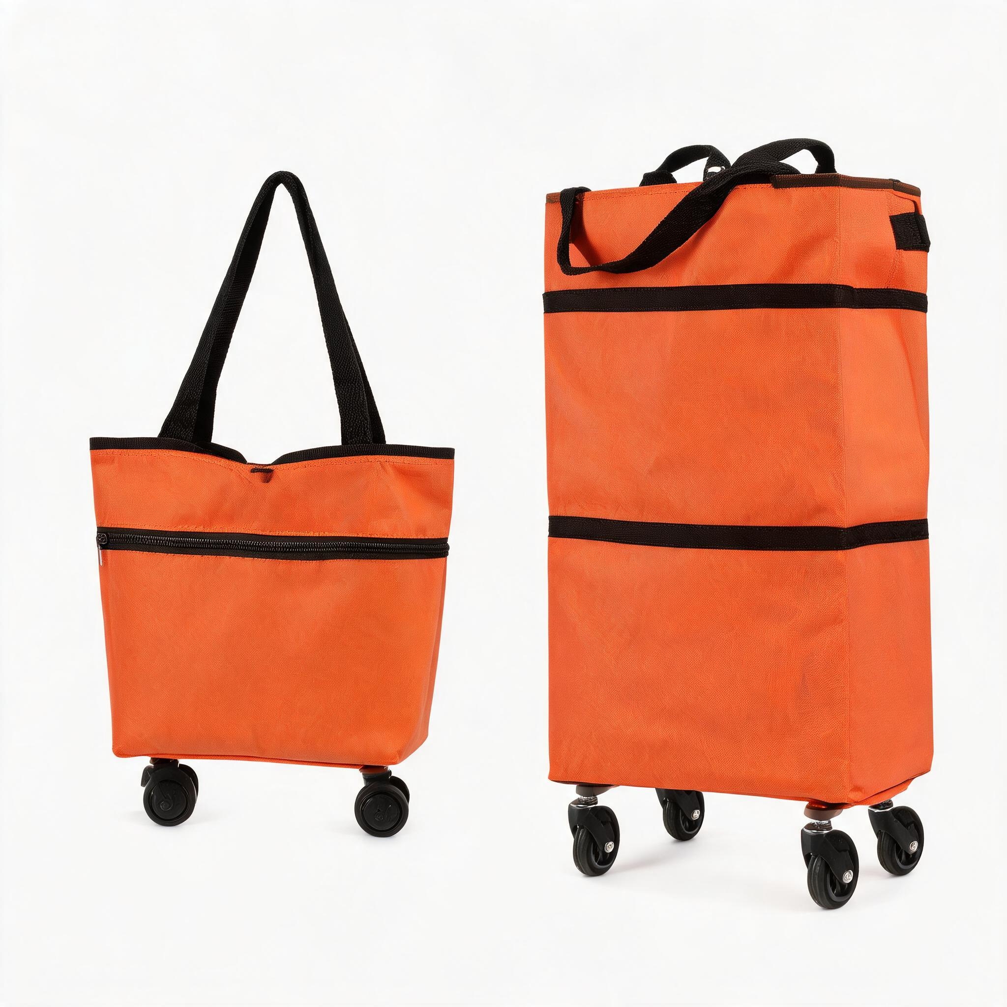 【10inch*18inch】Foldable Shopping Trolley Bag with Wheels, Portable Reusable Grocery Tote, Lightweight Rolling Shopping Cart Bag with Carry Handles for Supermarket, Travel, Laundry and Daily Use