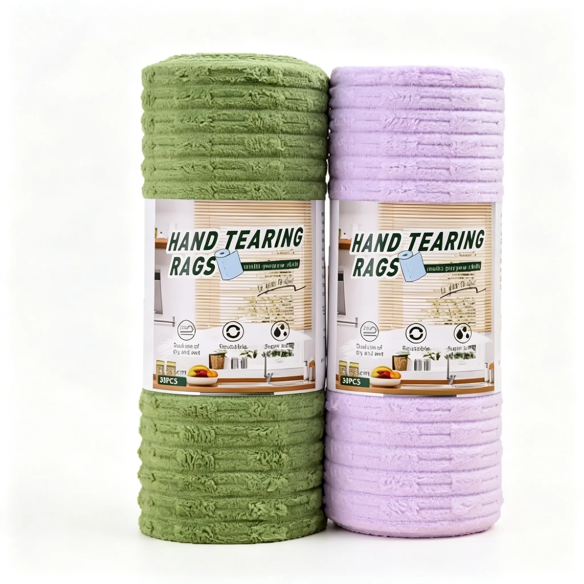 20 PCS Tearable Antibacterial Cleaning Cloths, 10A-Grade Reusable Wet/Dry Lint-Free Rags