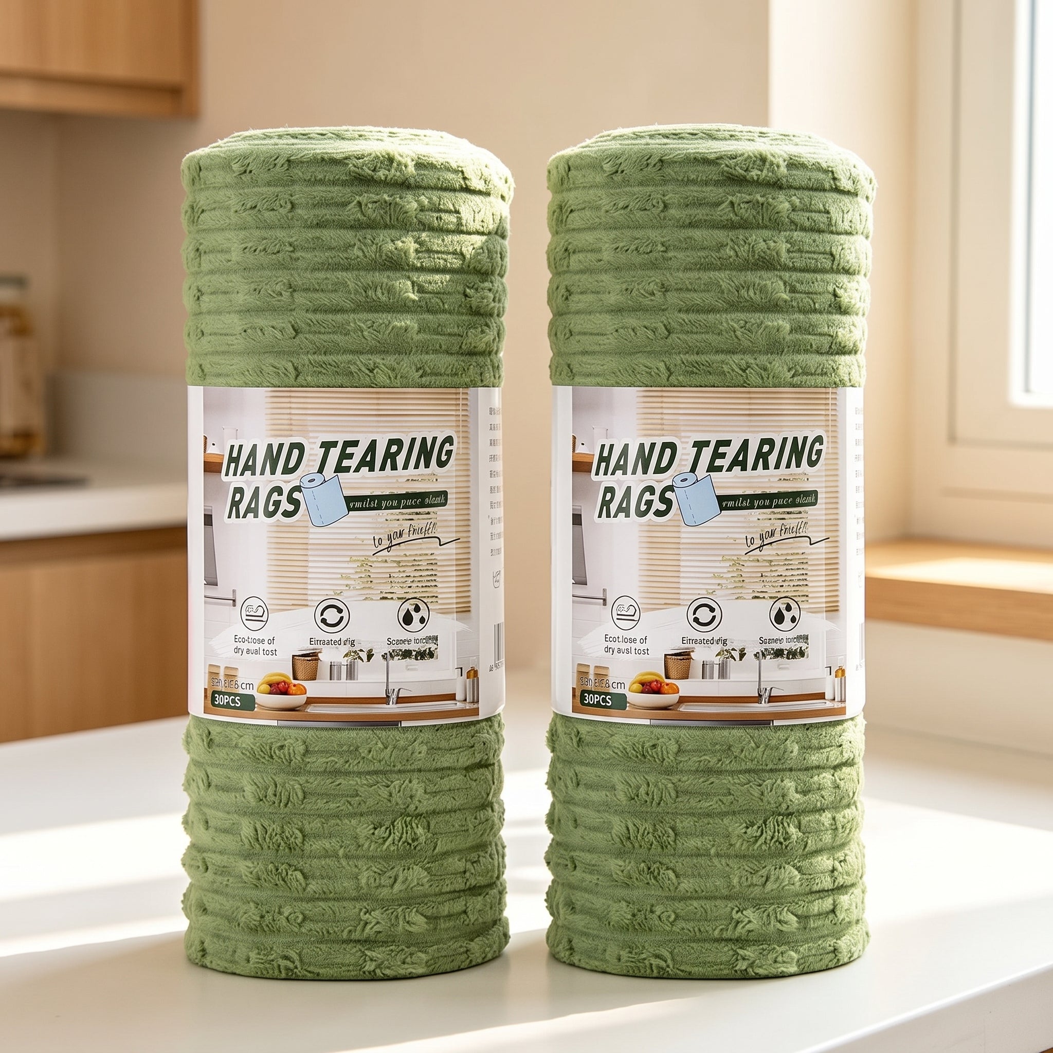20 PCS Tearable Antibacterial Cleaning Cloths, 10A-Grade Reusable Wet/Dry Lint-Free Rags