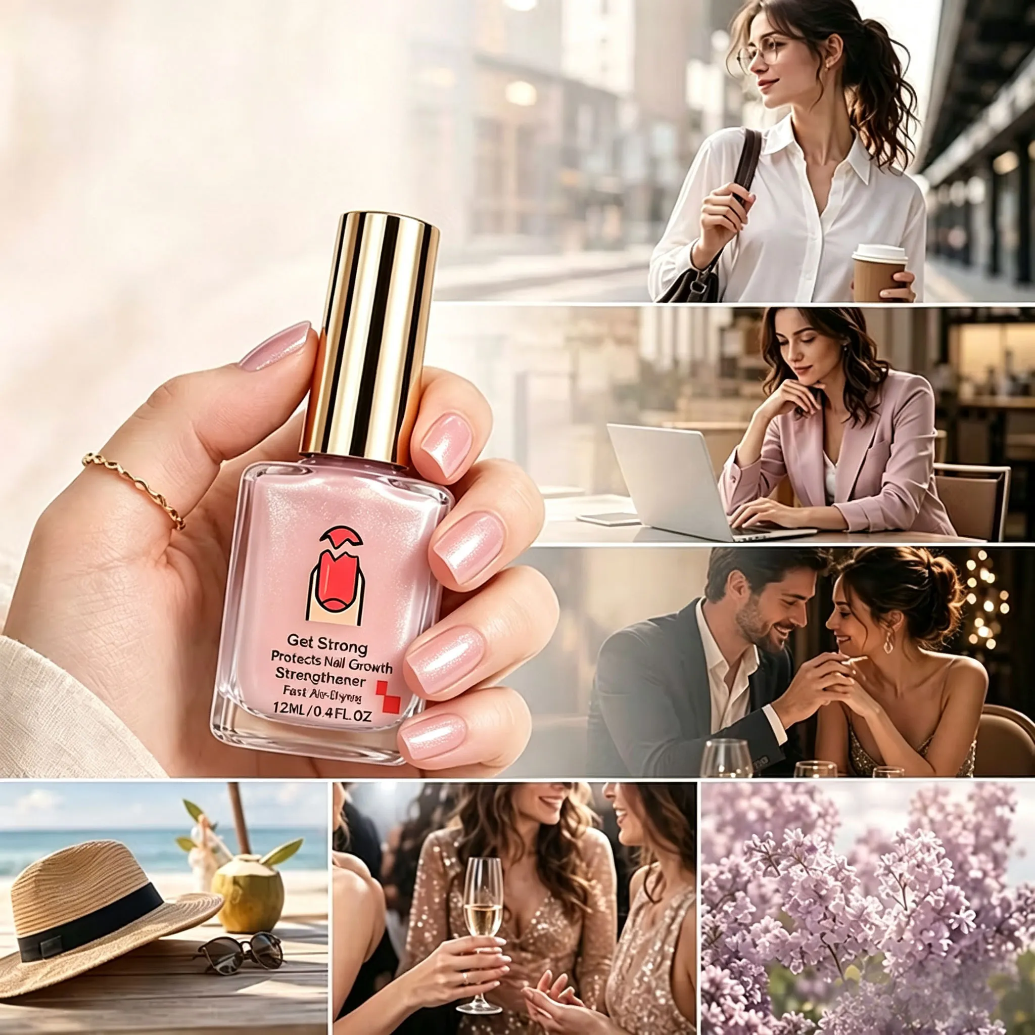 📢📢Buy One Get One Free!! ⏰💖✨Natural Pink Glossy Mirror Nail Strengthener