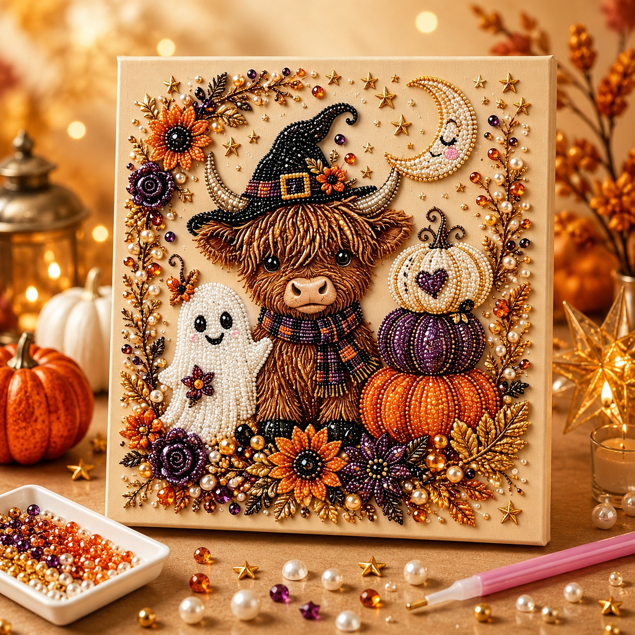 🎃🐮Framed Halloween Highland Yak