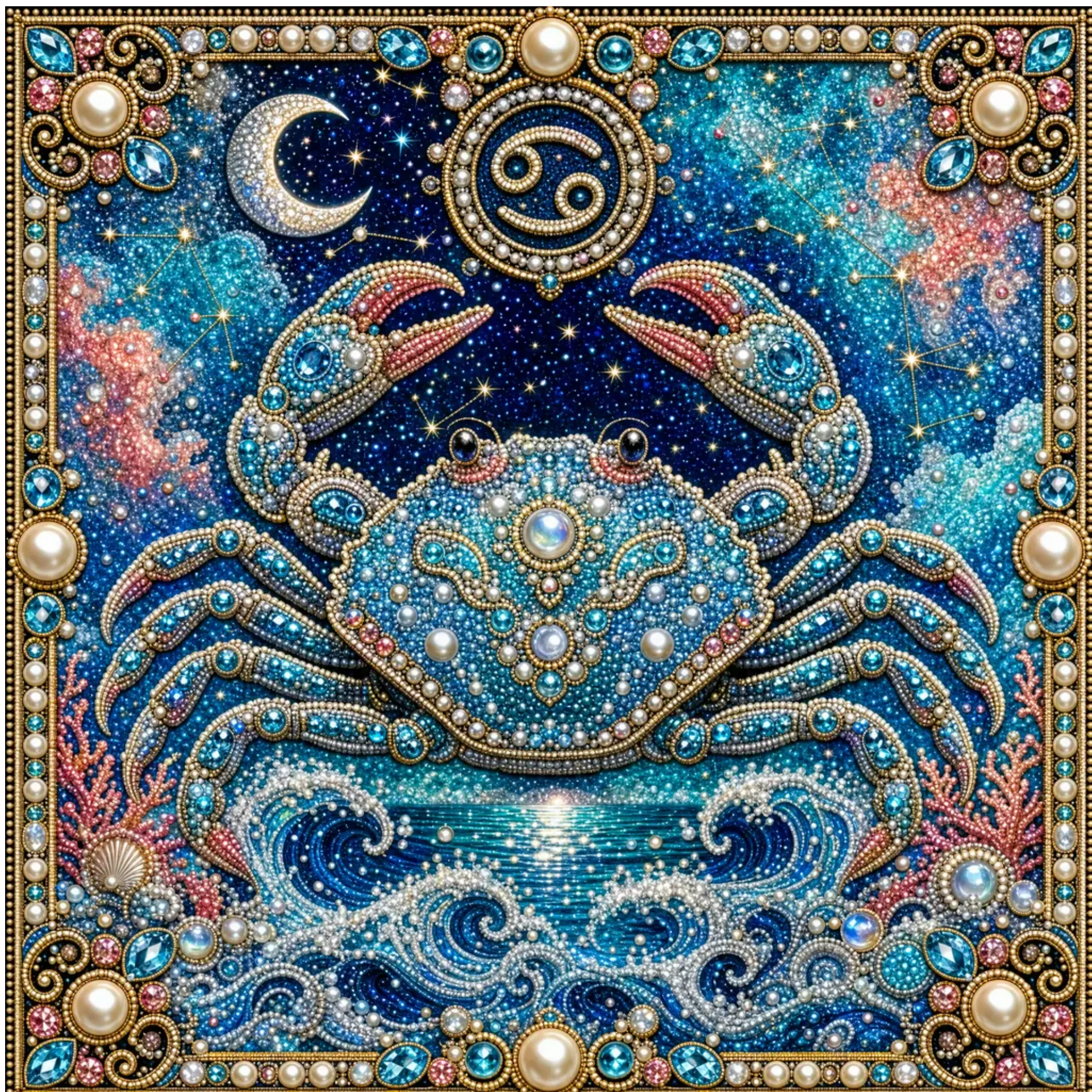 🦀Framed Cancer Pearl Painting DIY Kit