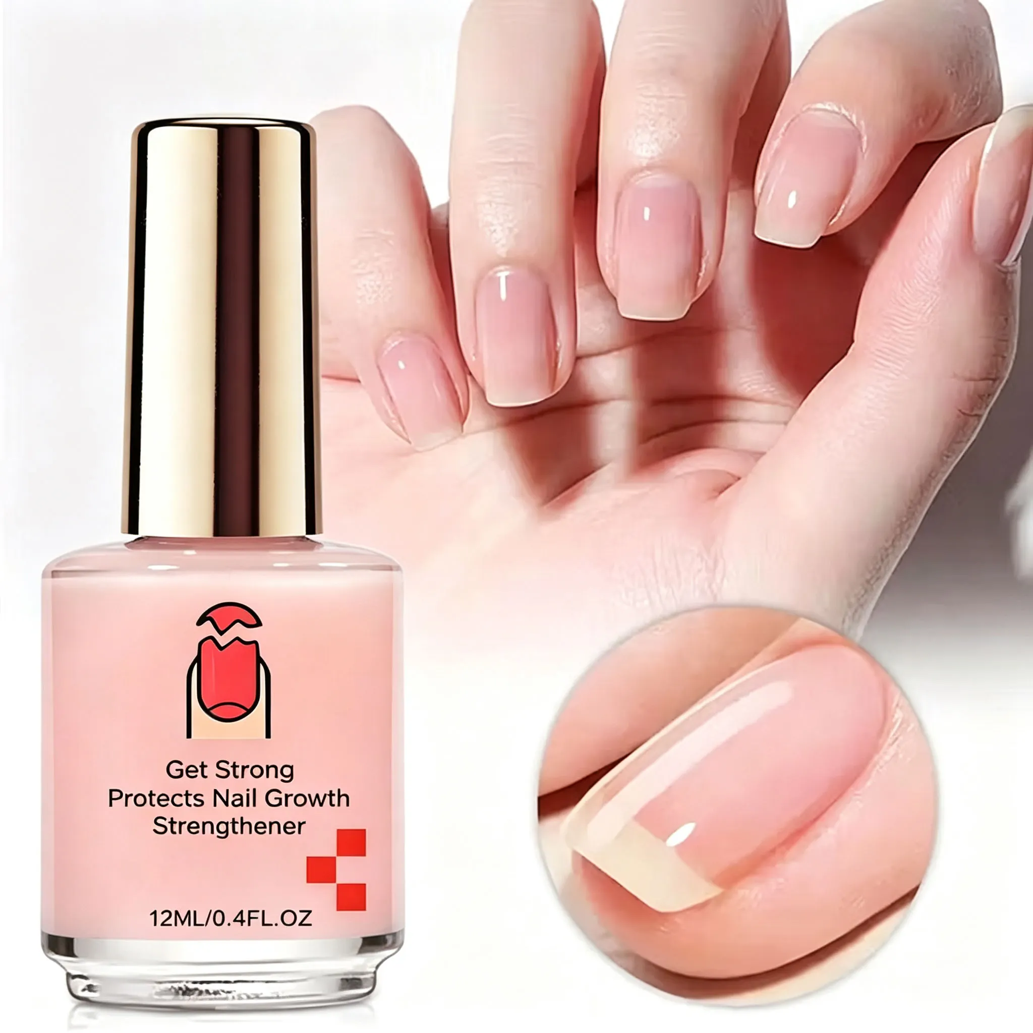 📢📢Buy One Get One Free!! ⏰💖✨Natural Pink Glossy Mirror Nail Strengthener