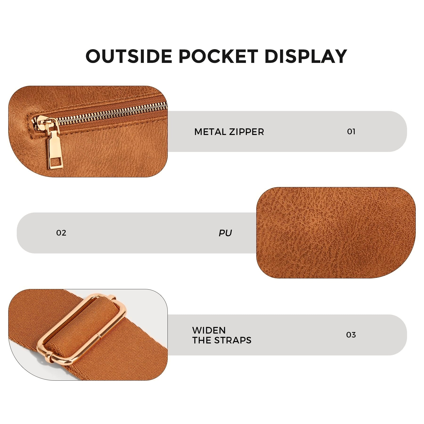 Cartshaven Vegan Leather Crossbody Bum Bag for Women with Mini Pouch