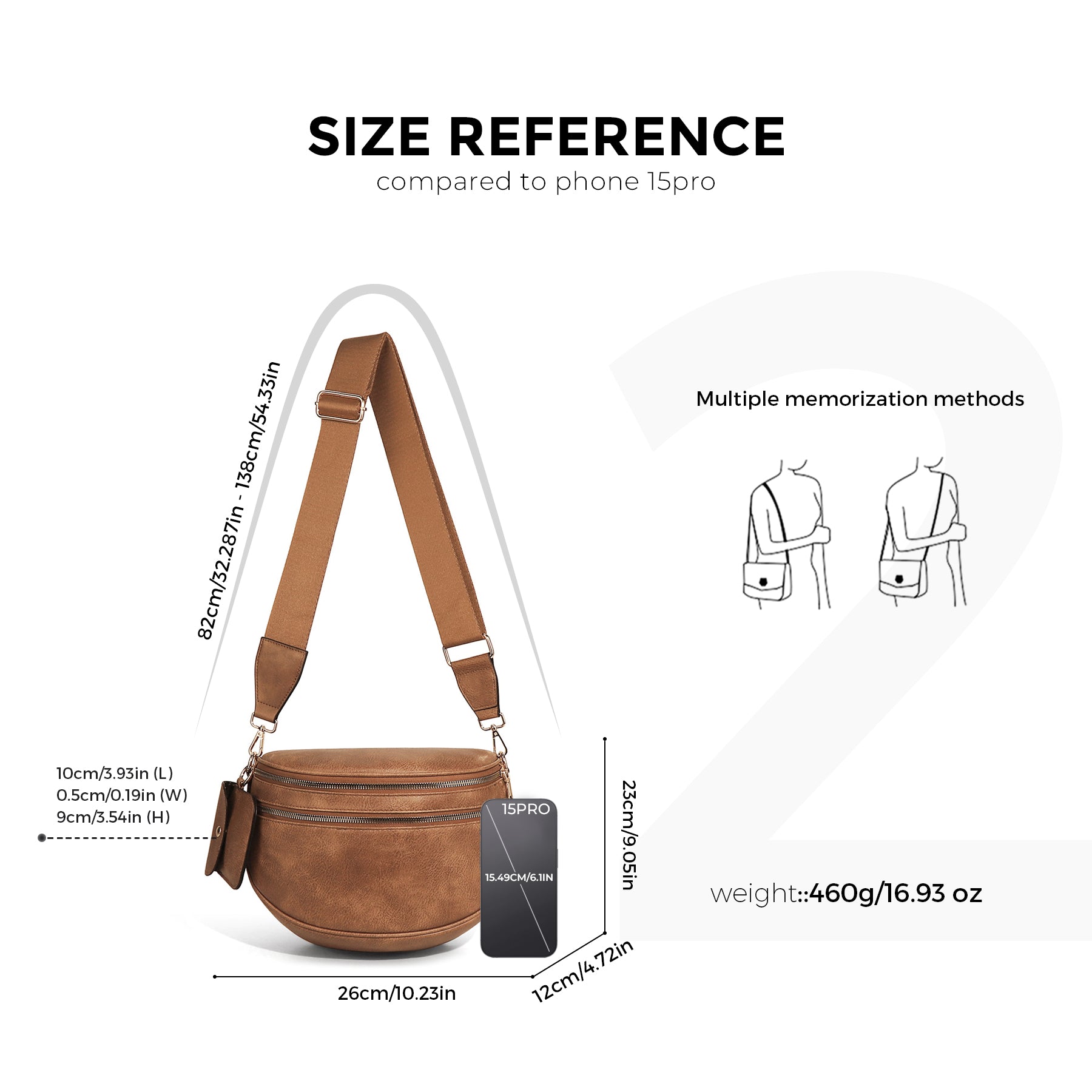 Cartshaven Vegan Leather Crossbody Bum Bag for Women with Mini Pouch