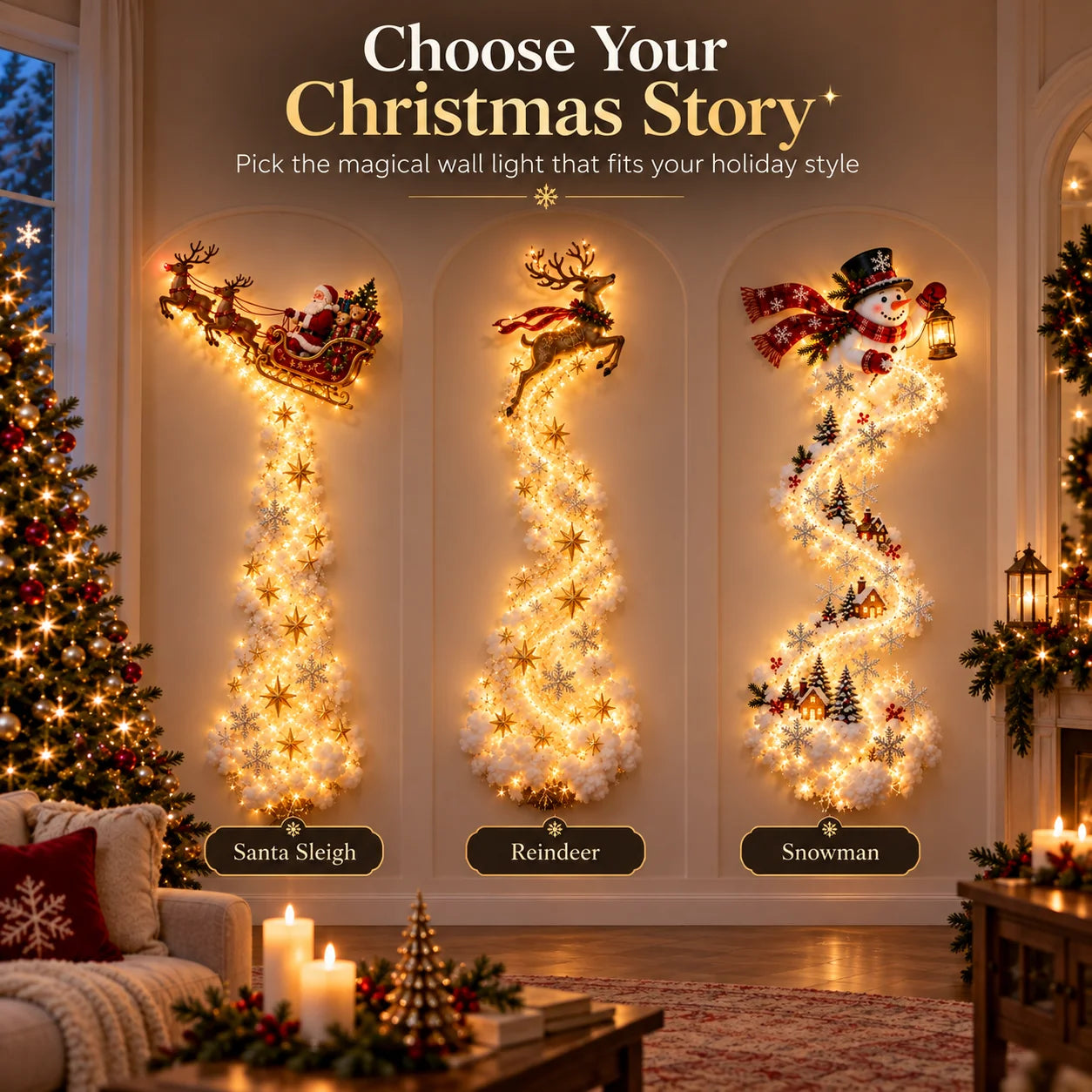 Christmas Magic Trail Wall Light style choices