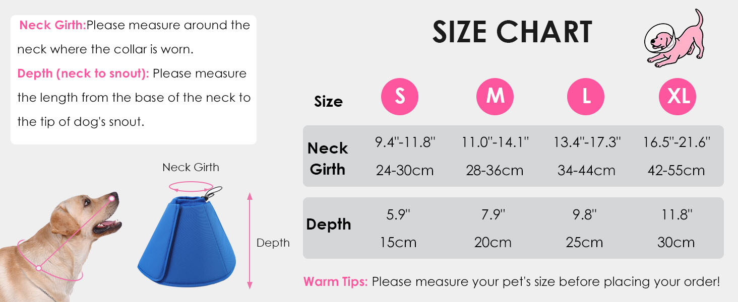 dog cone_size chart