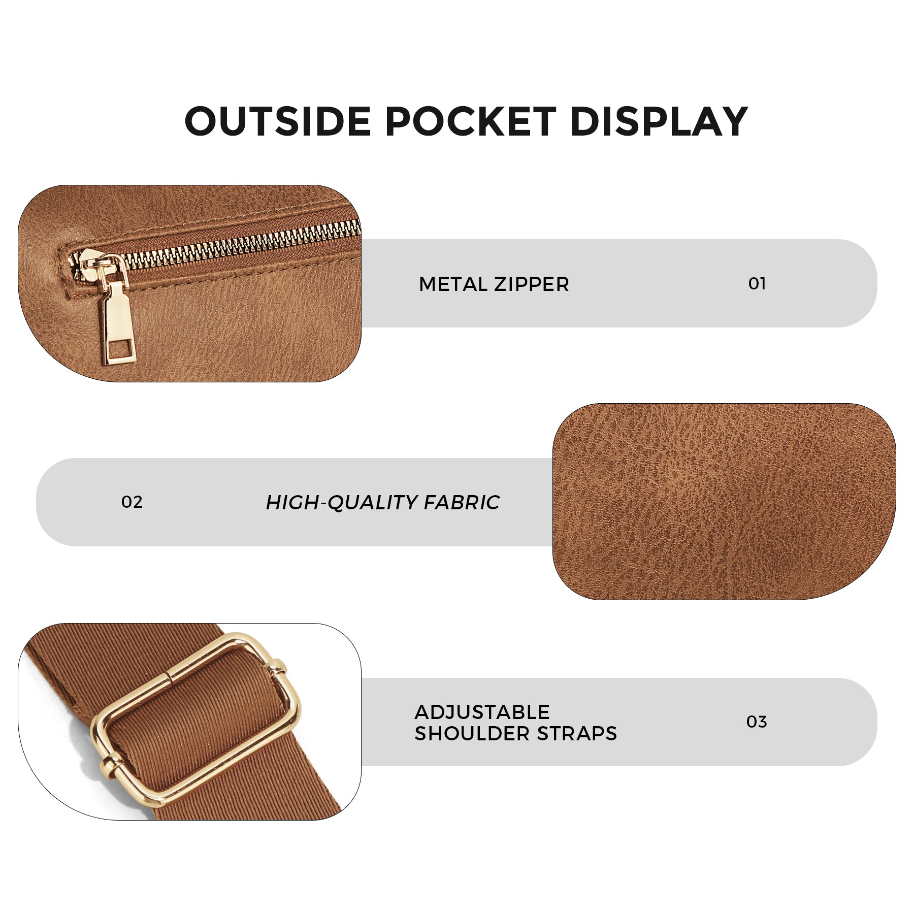 Cartshaven Vegan Leather Crossbody Bum Bag for Women with Mini Pouch