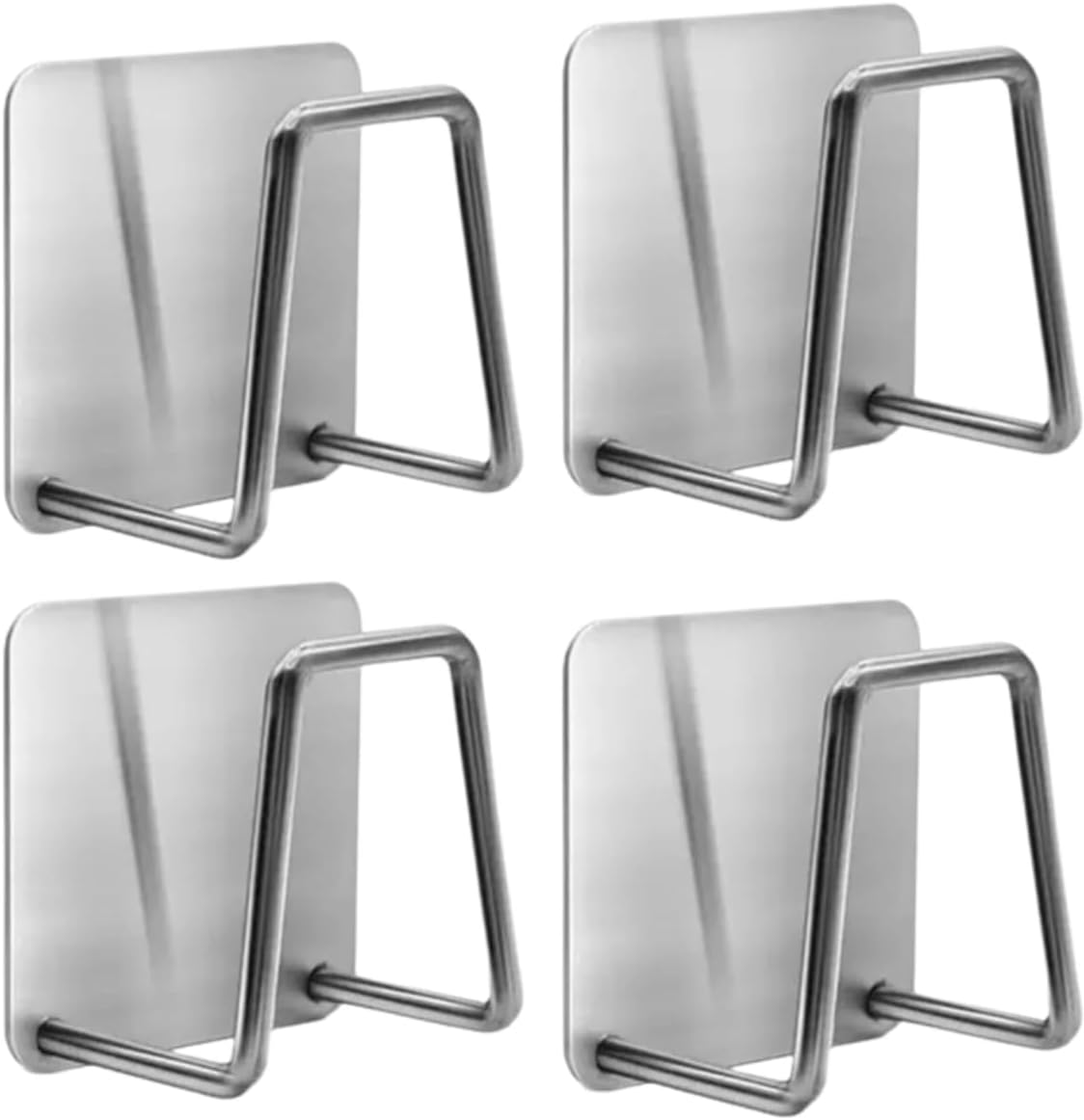 🪝 4-Pack Stainless Steel Self-Adhesive Wall Hooks – Multi-Purpose, Holds Up to 3kg