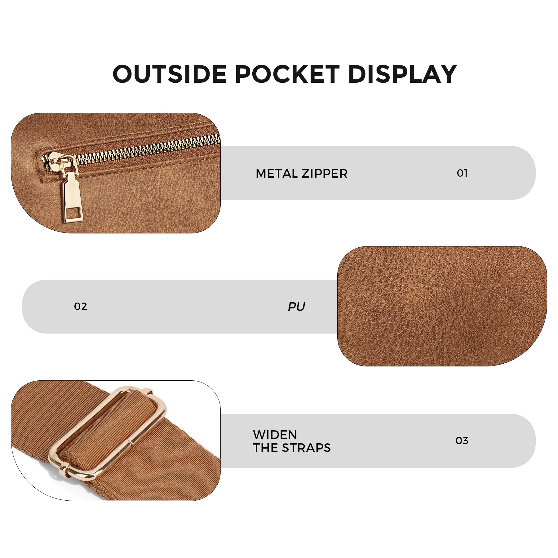 Cartshaven Vegan Leather Crossbody Bum Bag for Women with Mini Pouch