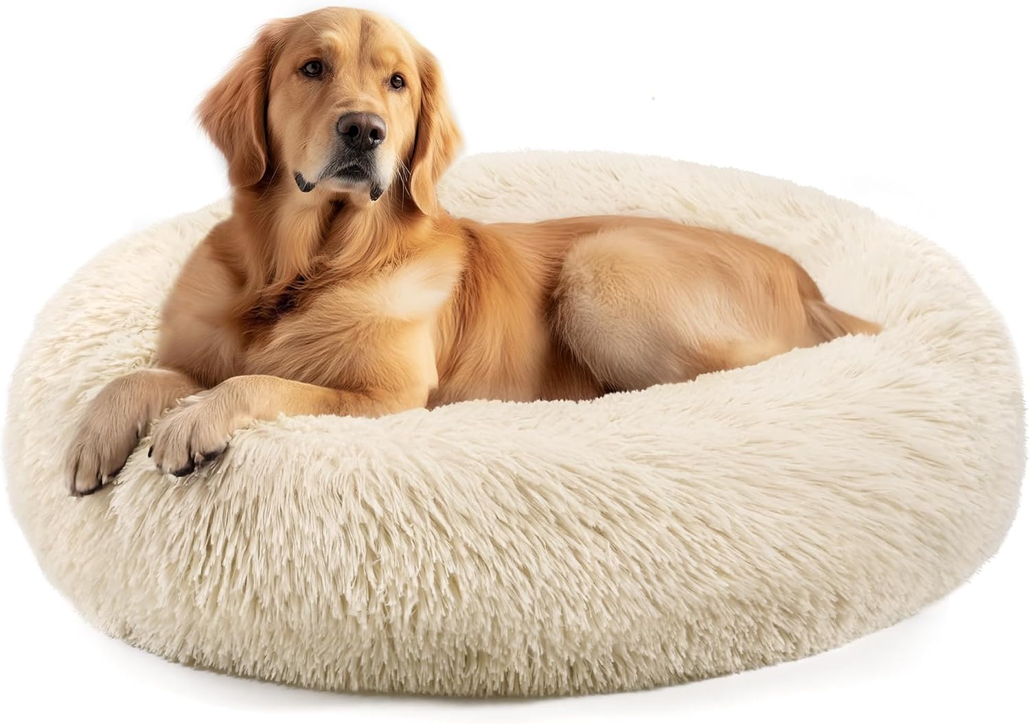 CARTSHAVEN Dog & Cat Bed for Indoor Cats, 20in Calming Donut Bed (Light Grey)