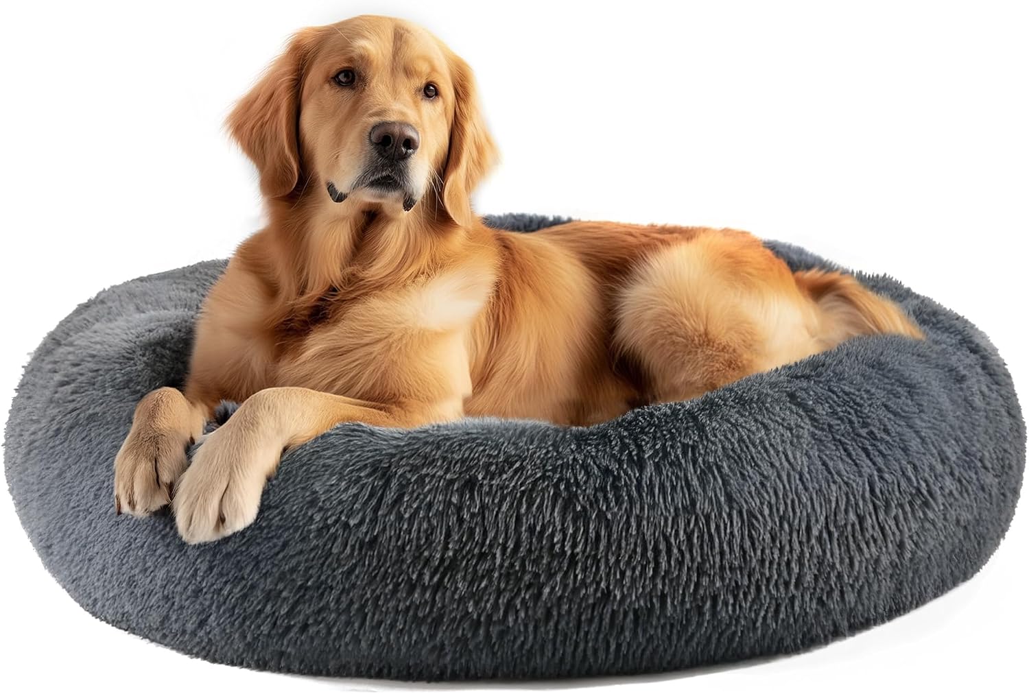 CARTSHAVEN Dog & Cat Bed for Indoor Cats, 20in Calming Donut Bed (Light Grey)