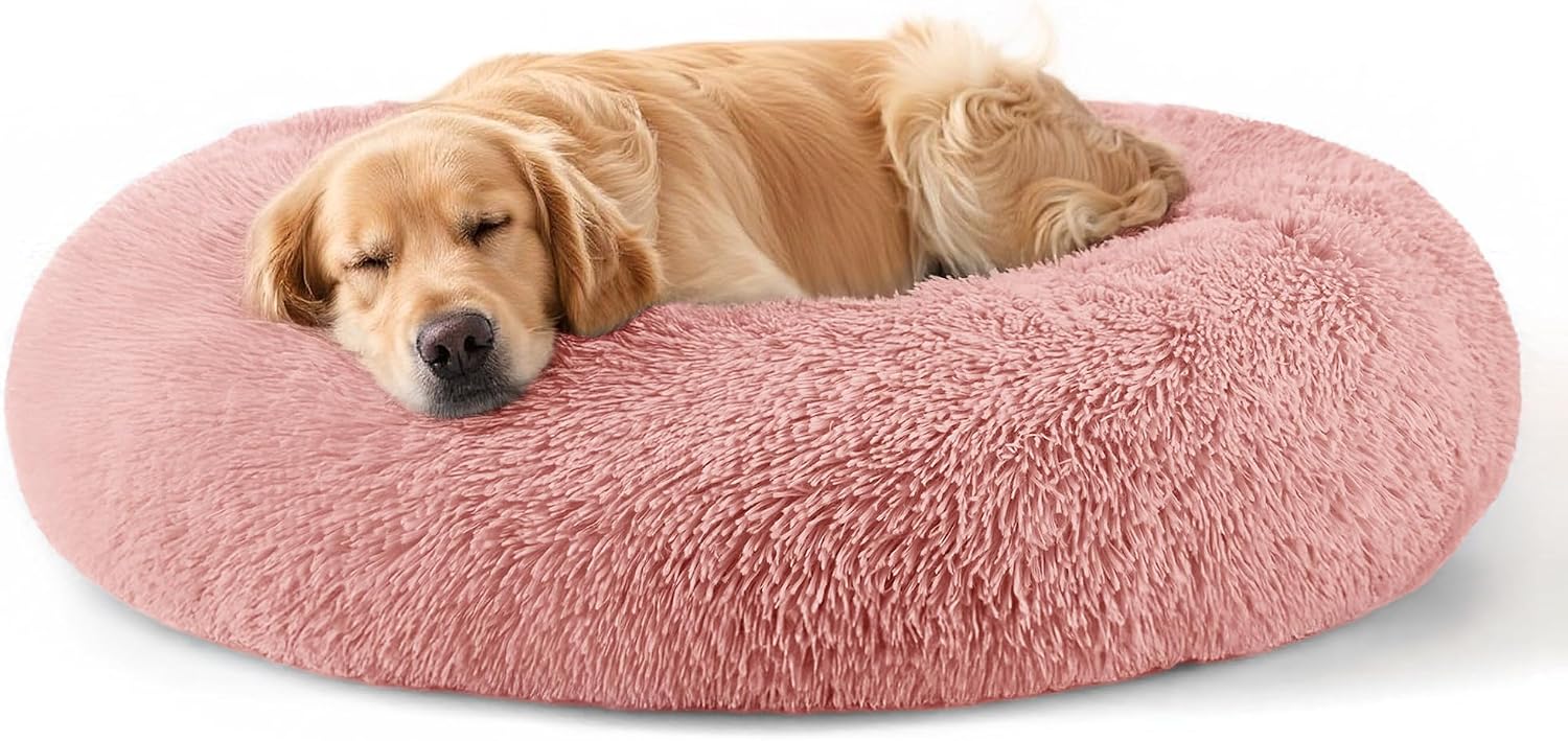 CARTSHAVEN Dog & Cat Bed for Indoor Cats, 20in Calming Donut Bed (Light Grey)