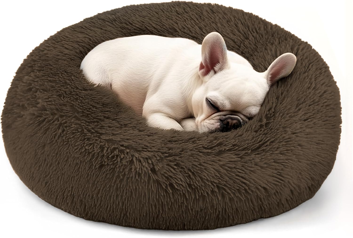 CARTSHAVEN Dog & Cat Bed for Indoor Cats, 20in Calming Donut Bed (Light Grey)