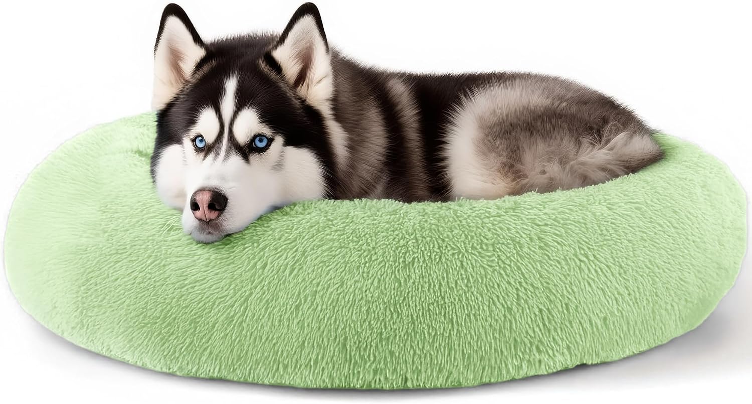 CARTSHAVEN Dog & Cat Bed for Indoor Cats, 20in Calming Donut Bed (Light Grey)