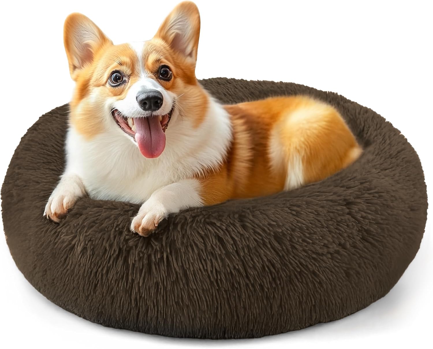CARTSHAVEN Dog & Cat Bed for Indoor Cats, 20in Calming Donut Bed (Light Grey)