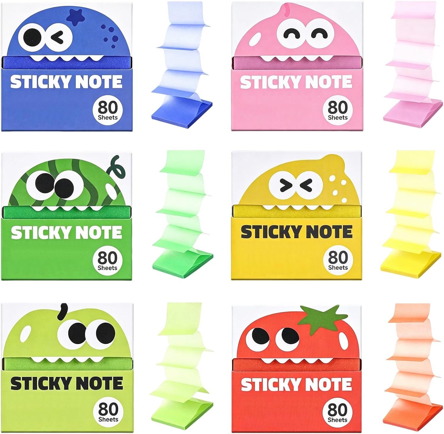🍓 Cute Fruit Pop-Up Transparent Sticky Notes