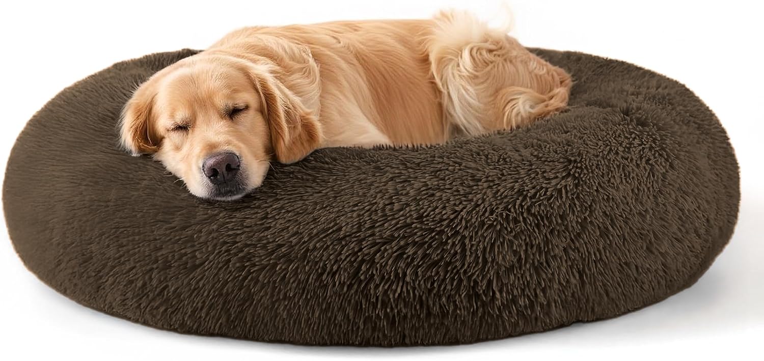 CARTSHAVEN Dog & Cat Bed for Indoor Cats, 20in Calming Donut Bed (Light Grey)