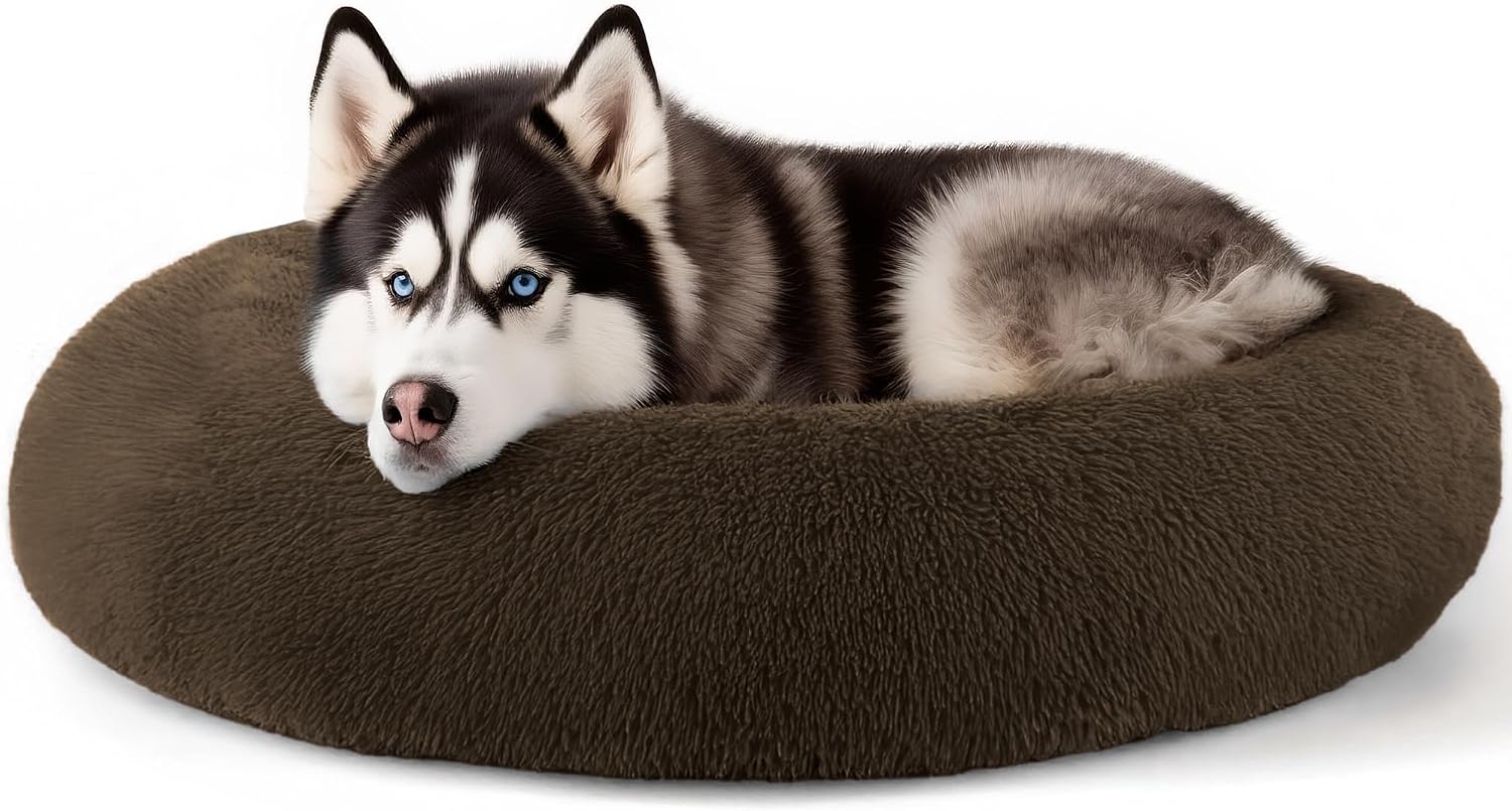 CARTSHAVEN Dog & Cat Bed for Indoor Cats, 20in Calming Donut Bed (Light Grey)