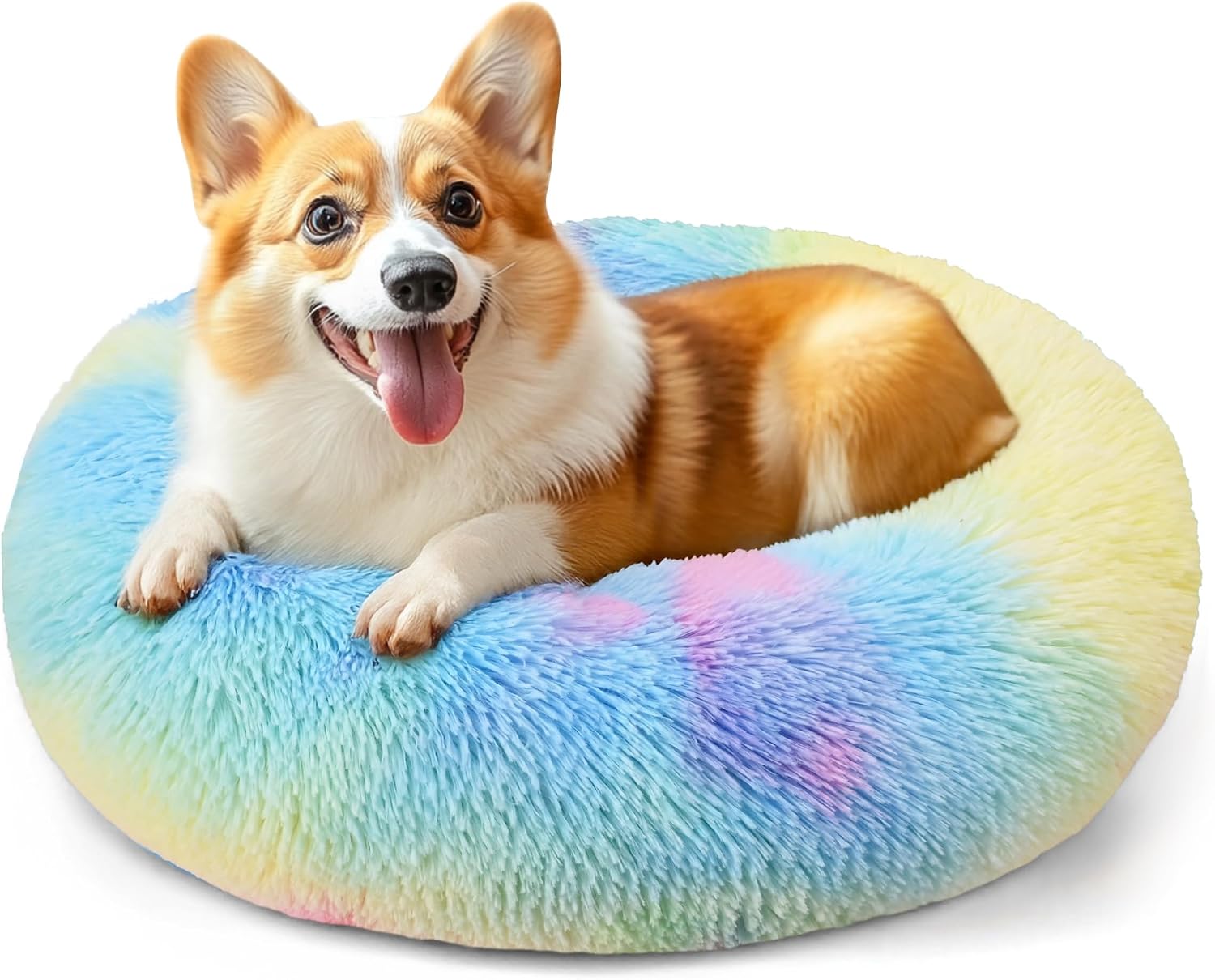 CARTSHAVEN Dog & Cat Bed for Indoor Cats, 20in Calming Donut Bed (Light Grey)