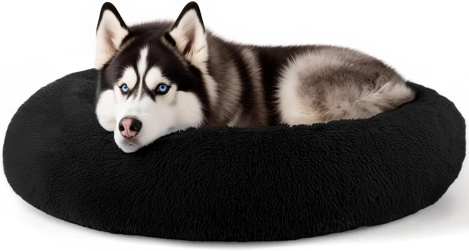 CARTSHAVEN Dog & Cat Bed for Indoor Cats, 20in Calming Donut Bed (Light Grey)