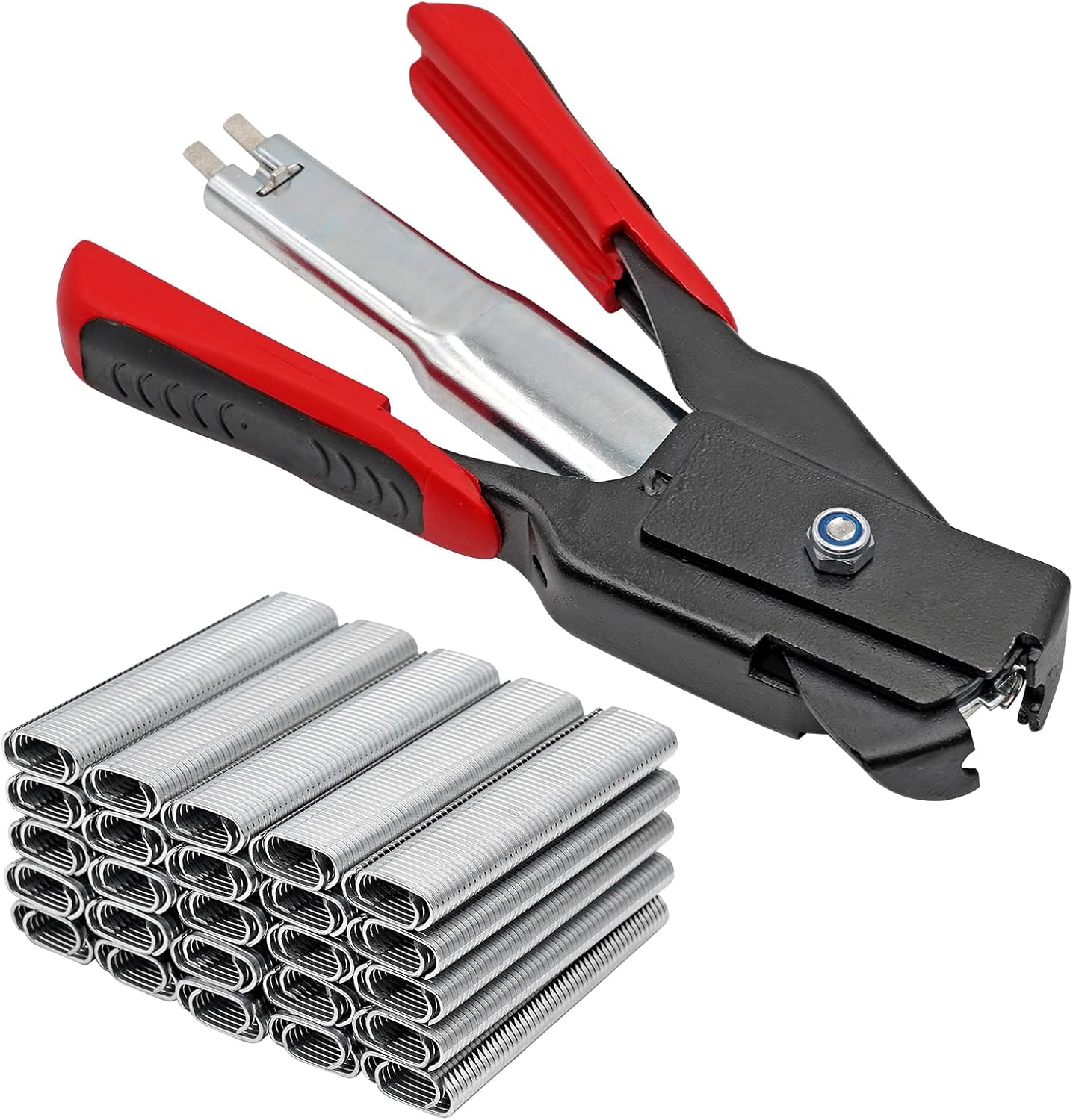 🔧 Hog Ring Pliers with 2500 C-Clips – Wire Cage & Fencing Fastening Tool for Poultry, Pet Pens & Repairs