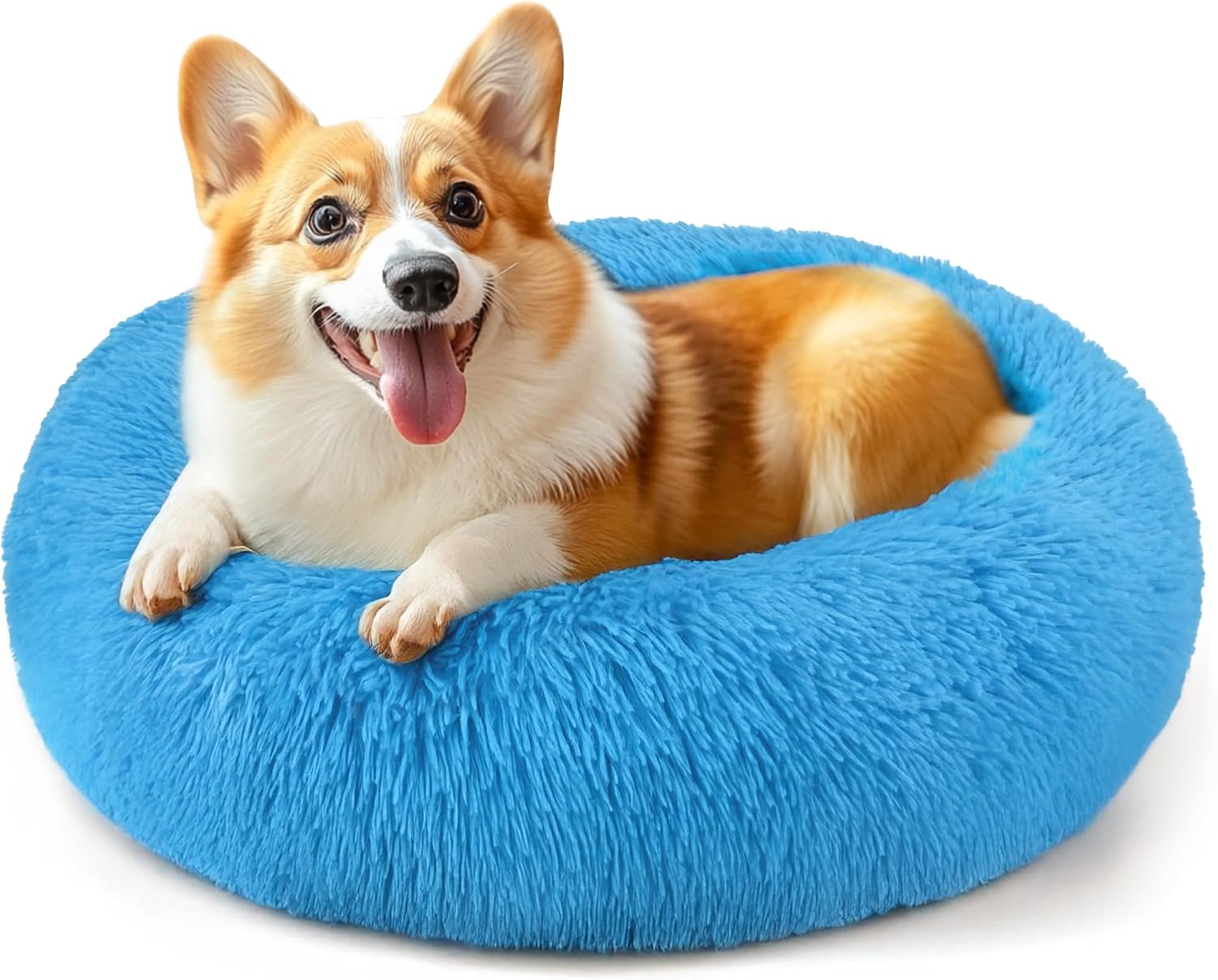 CARTSHAVEN Dog & Cat Bed for Indoor Cats, 20in Calming Donut Bed (Light Grey)