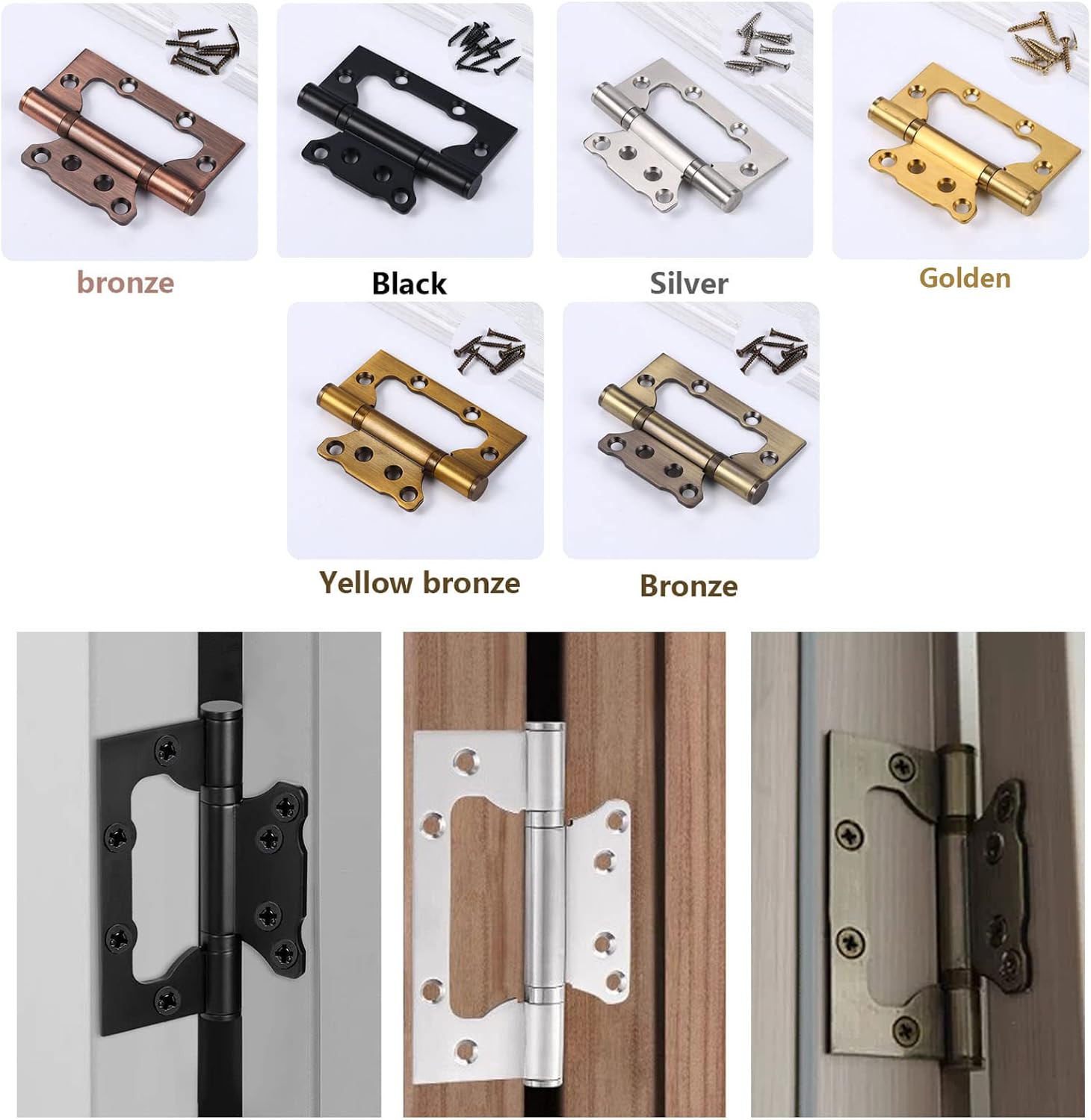 12.5x7.5cm Red Bronze Square Solid Stainless Steel Door Hinges Ball Bearing Door Hinges 3mm Thick Pack of 2
