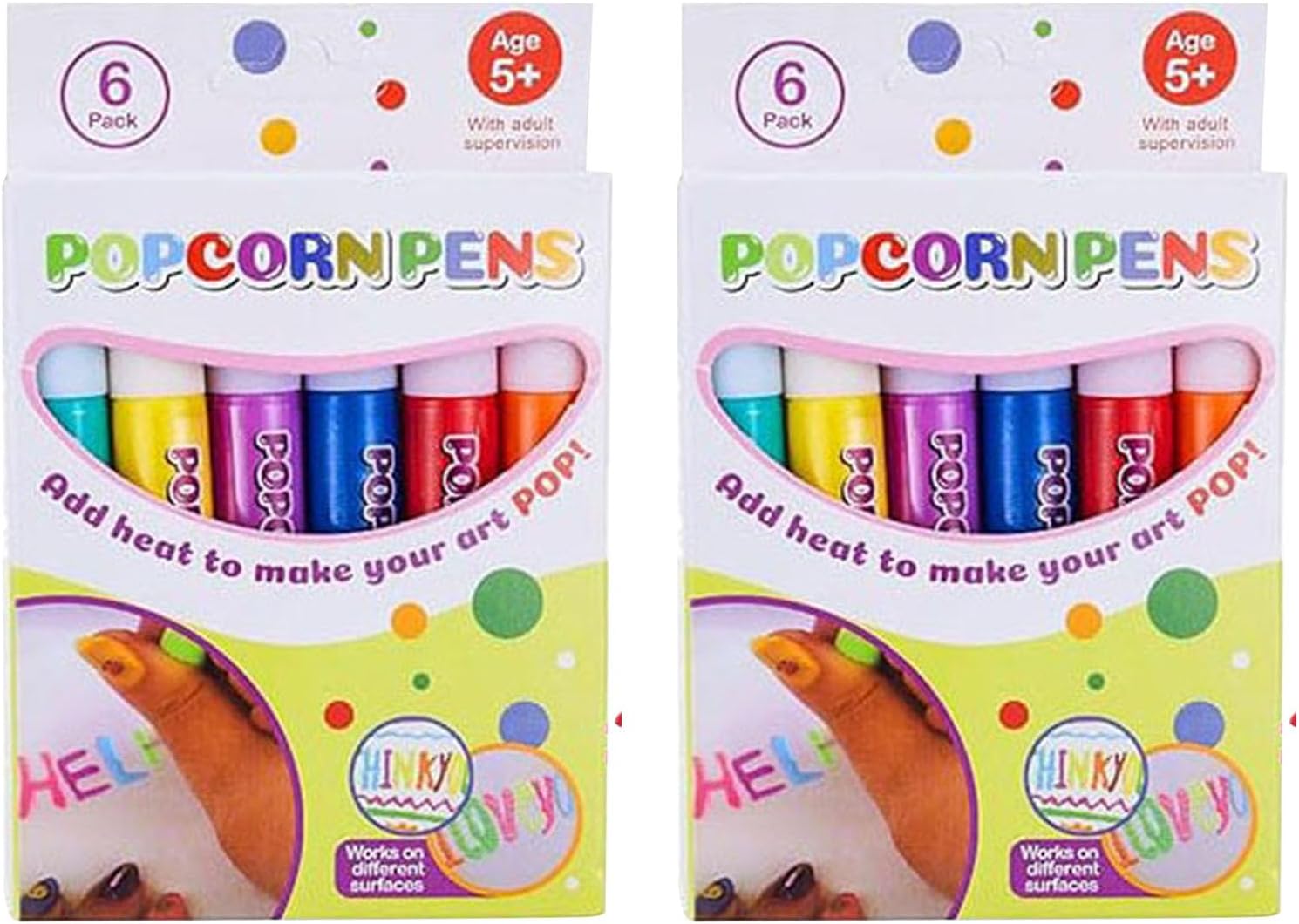 🎨 2-Pack Heat-Activated Puffy Paint Pens – 6 Colors DIY Art Set for Kids