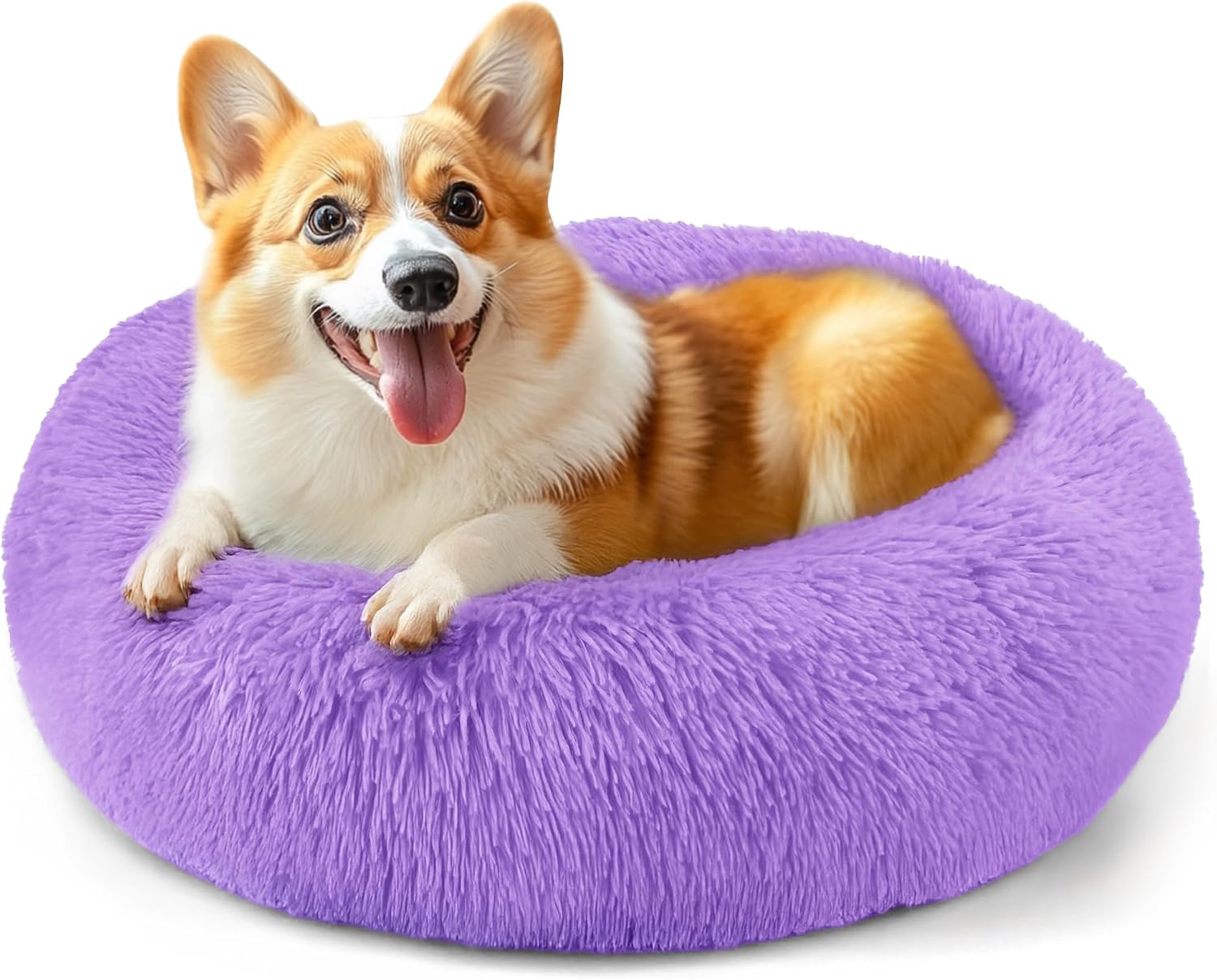 CARTSHAVEN Dog & Cat Bed for Indoor Cats, 20in Calming Donut Bed (Light Grey)