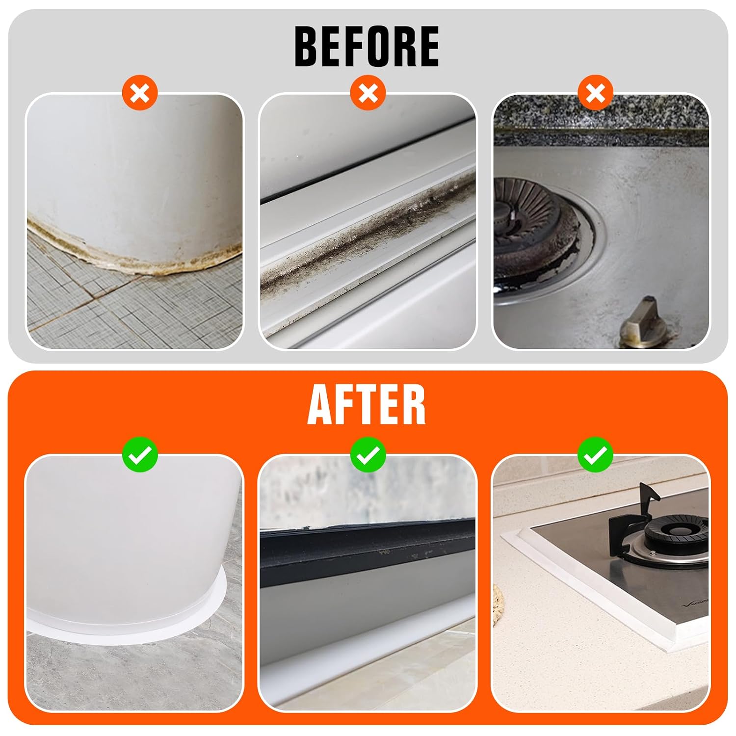 White Caulk Tape Waterproof Self Adhesive, Peel & Stick Caulking Tape for Floor Tile Corner Trim & Shower, Bathroom Accessories, Toilet & Bathtub Sealant Strip, Better Than Silicone Caulk