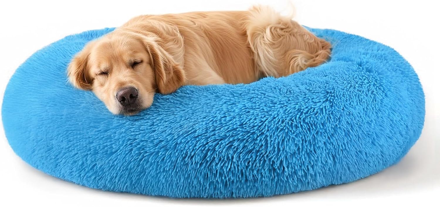 CARTSHAVEN Dog & Cat Bed for Indoor Cats, 20in Calming Donut Bed (Light Grey)