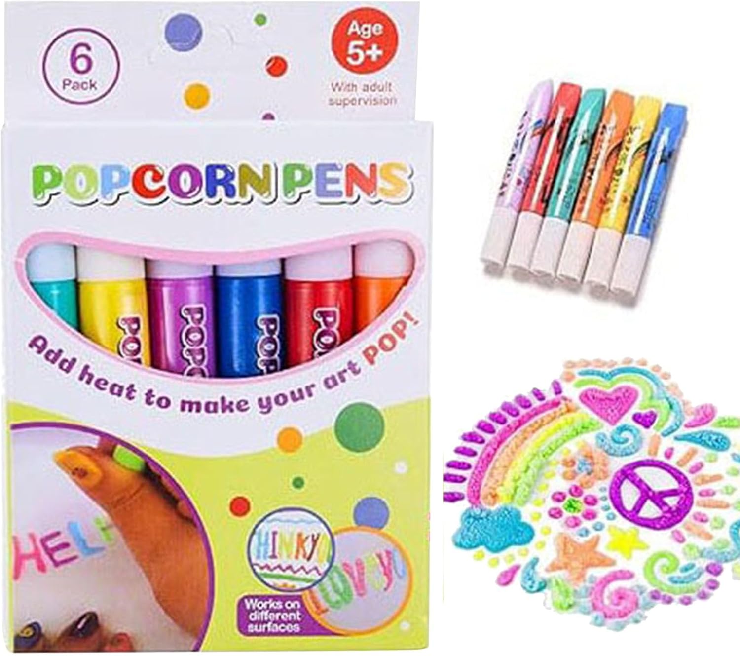 🎨 2-Pack Heat-Activated Puffy Paint Pens – 6 Colors DIY Art Set for Kids