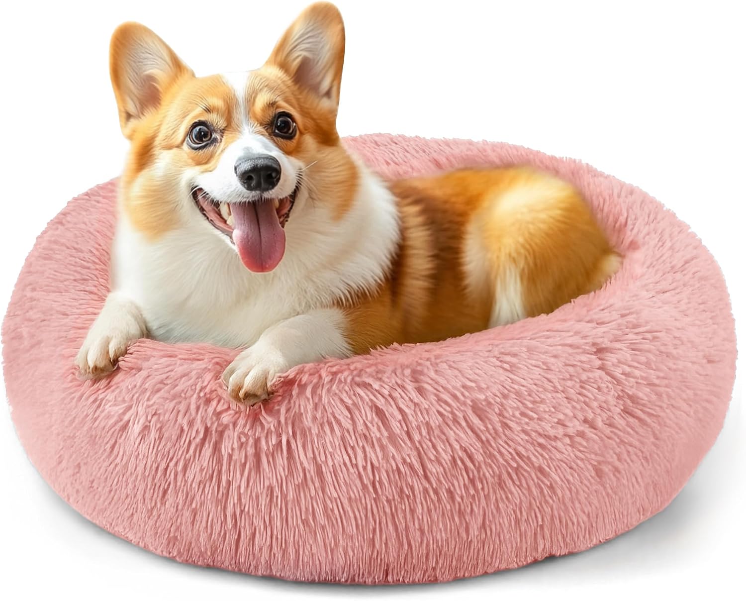 CARTSHAVEN Dog & Cat Bed for Indoor Cats, 20in Calming Donut Bed (Light Grey)