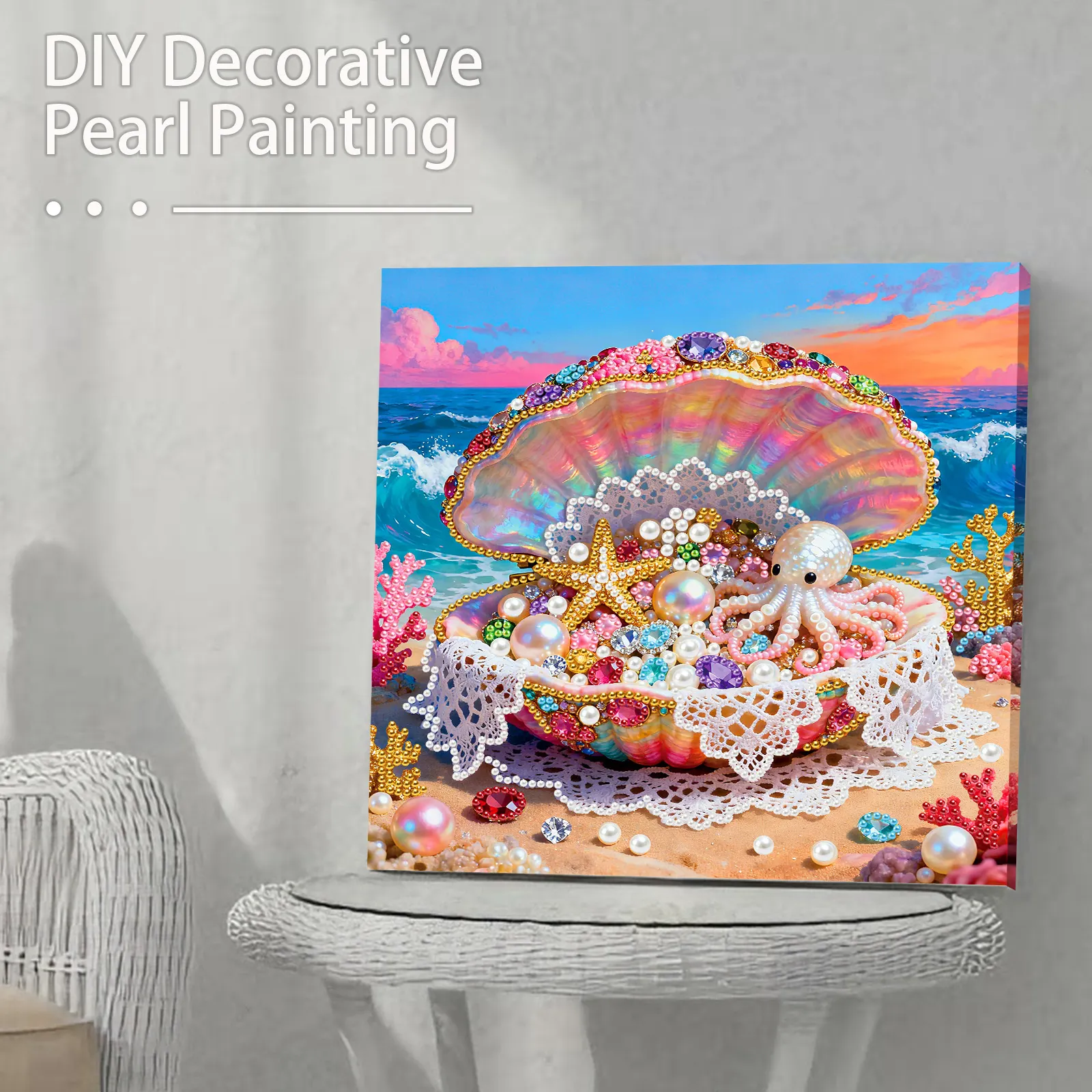 Framed Dreamy Pearl Seashell - Pearls Painting Kit for Creativity DIY