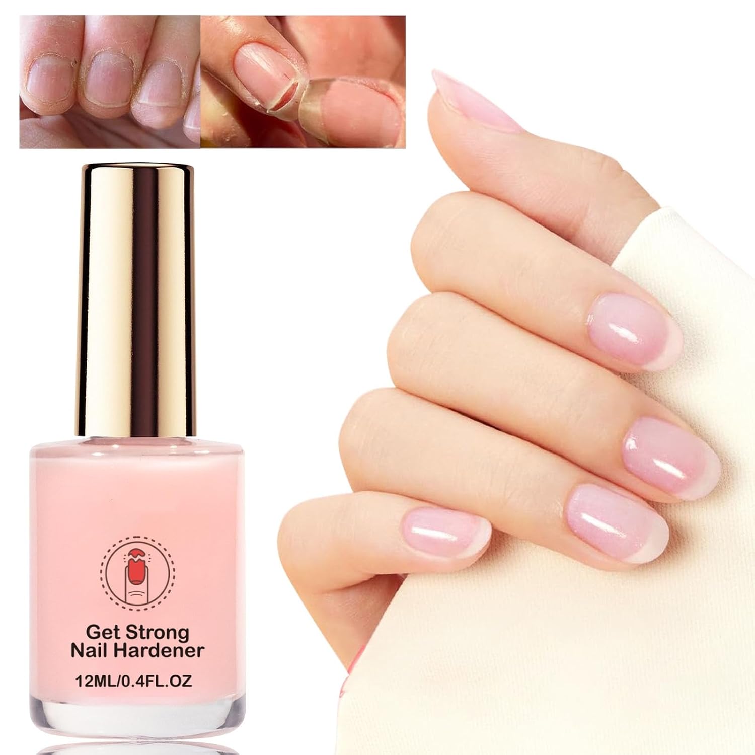📢📢Buy One Get One Free!! ⏰💖✨Natural Pink Glossy Mirror Nail Strengthener