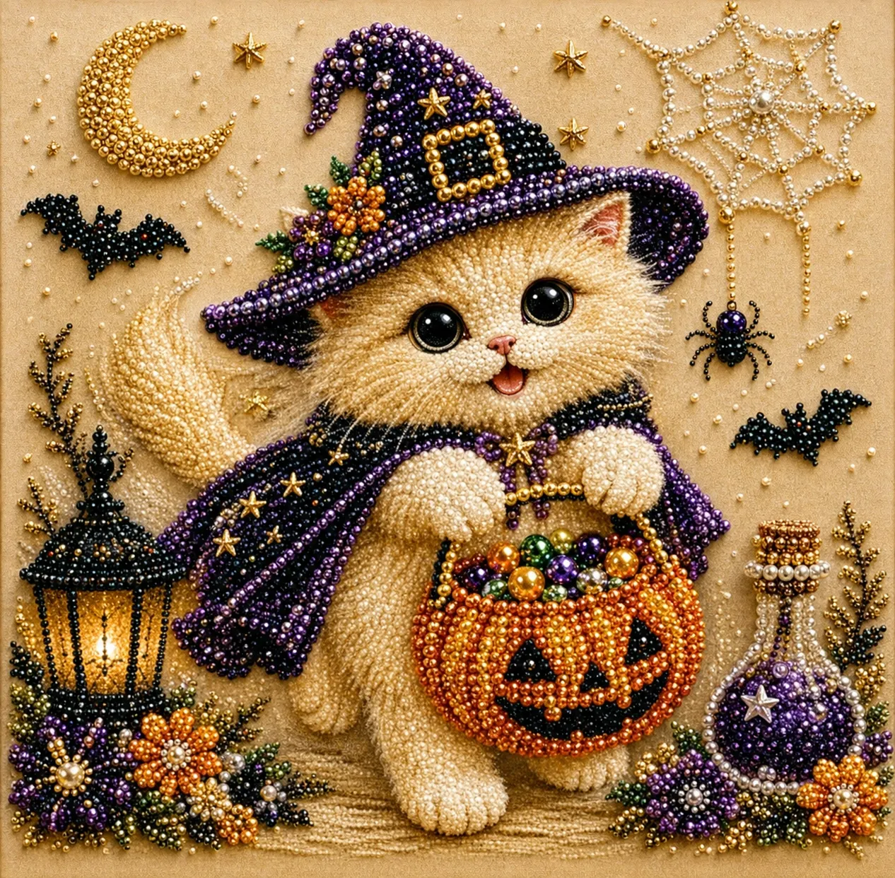 🐱33Framed Cute Kitten - Pearls Painting Kit