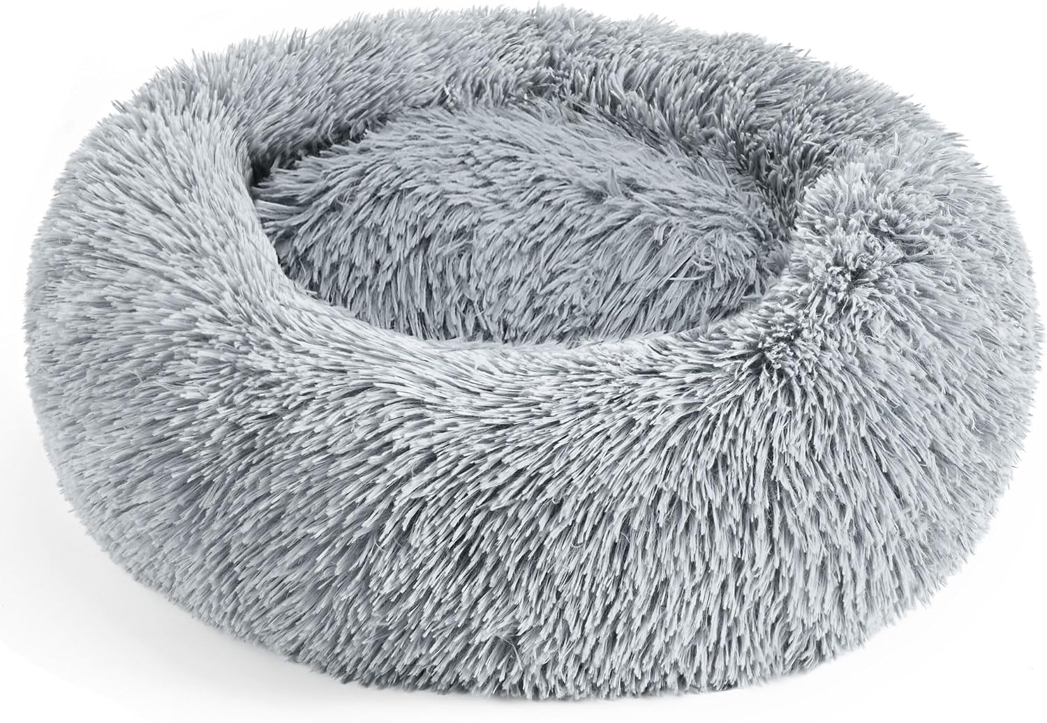 CARTSHAVEN Dog & Cat Bed for Indoor Cats, 20in Calming Donut Bed (Light Grey)