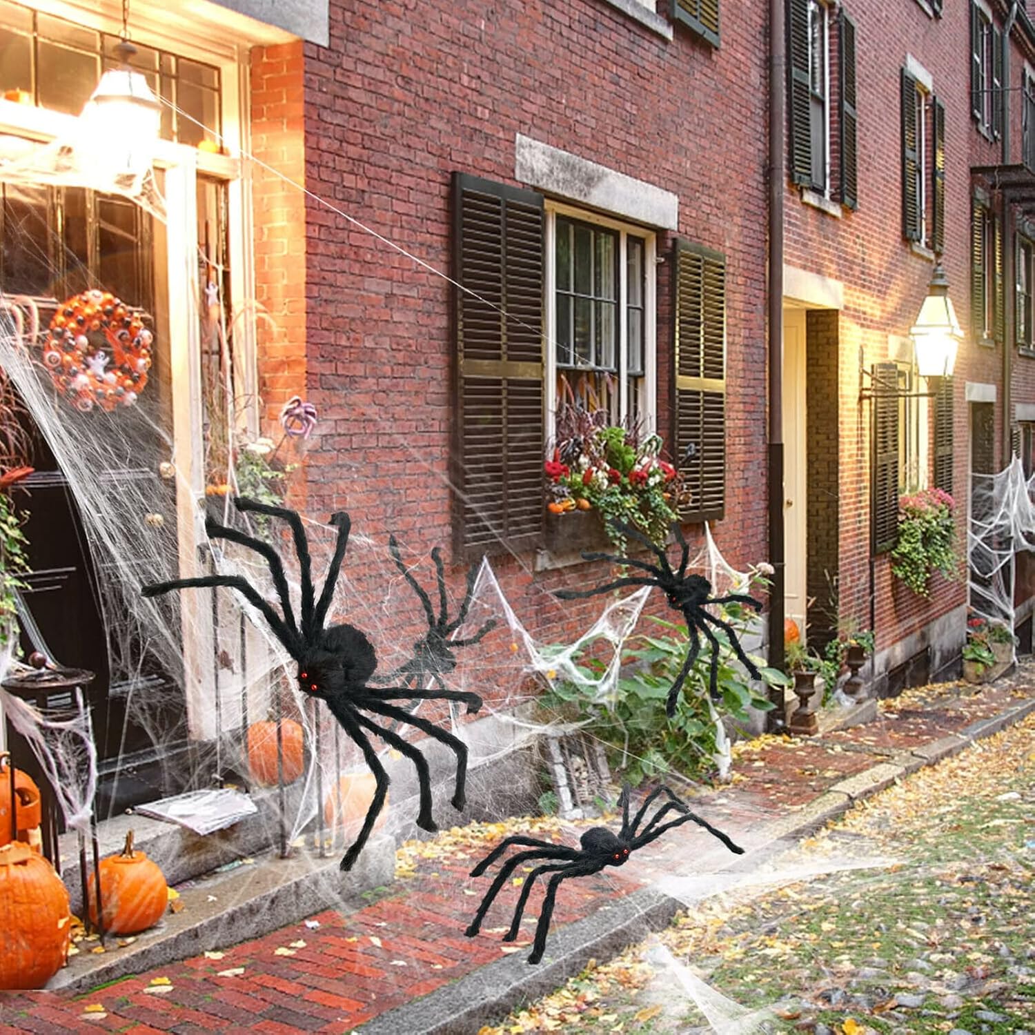 🕷️16FT Giant Halloween Spider Web with 35" Posable Spider – Outdoor Yard & Indoor Halloween Decoration Set